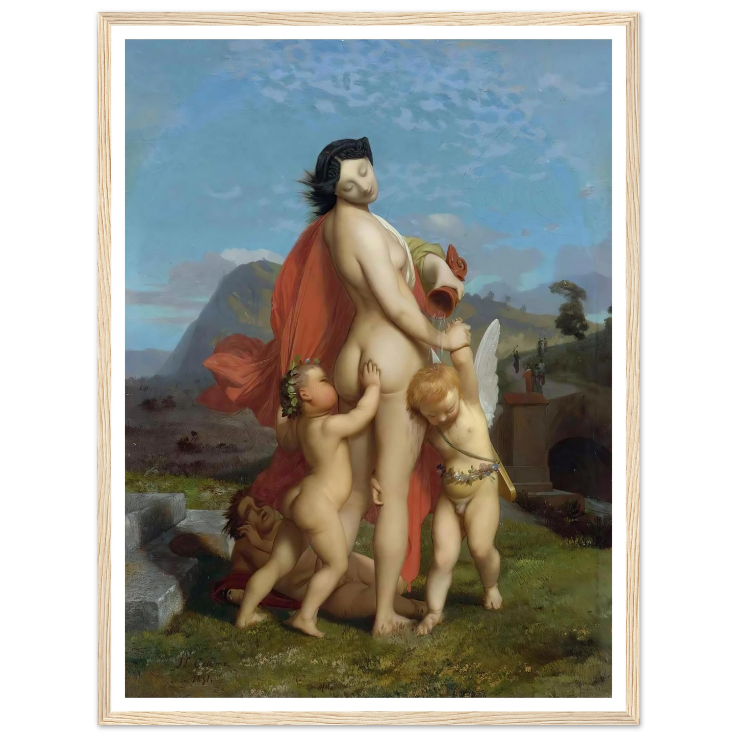 A Young Nymph Teased By Putti (1851) Art Print | Jean Leon Gerome-Quipham Collections
