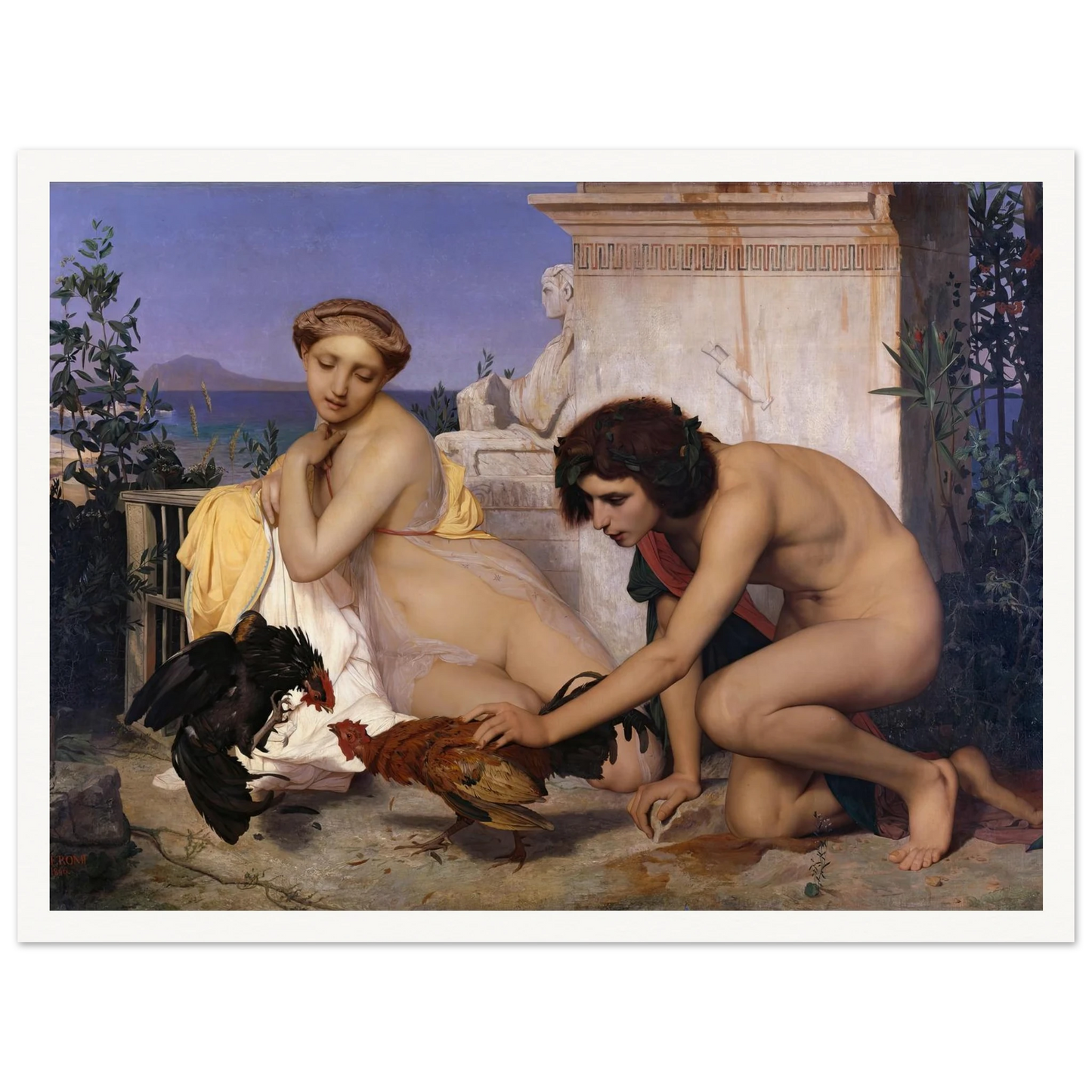 Young Greeks Attending a Cock Fight (1846) Art Print | Jean Leon Gerome-Quipham Collections