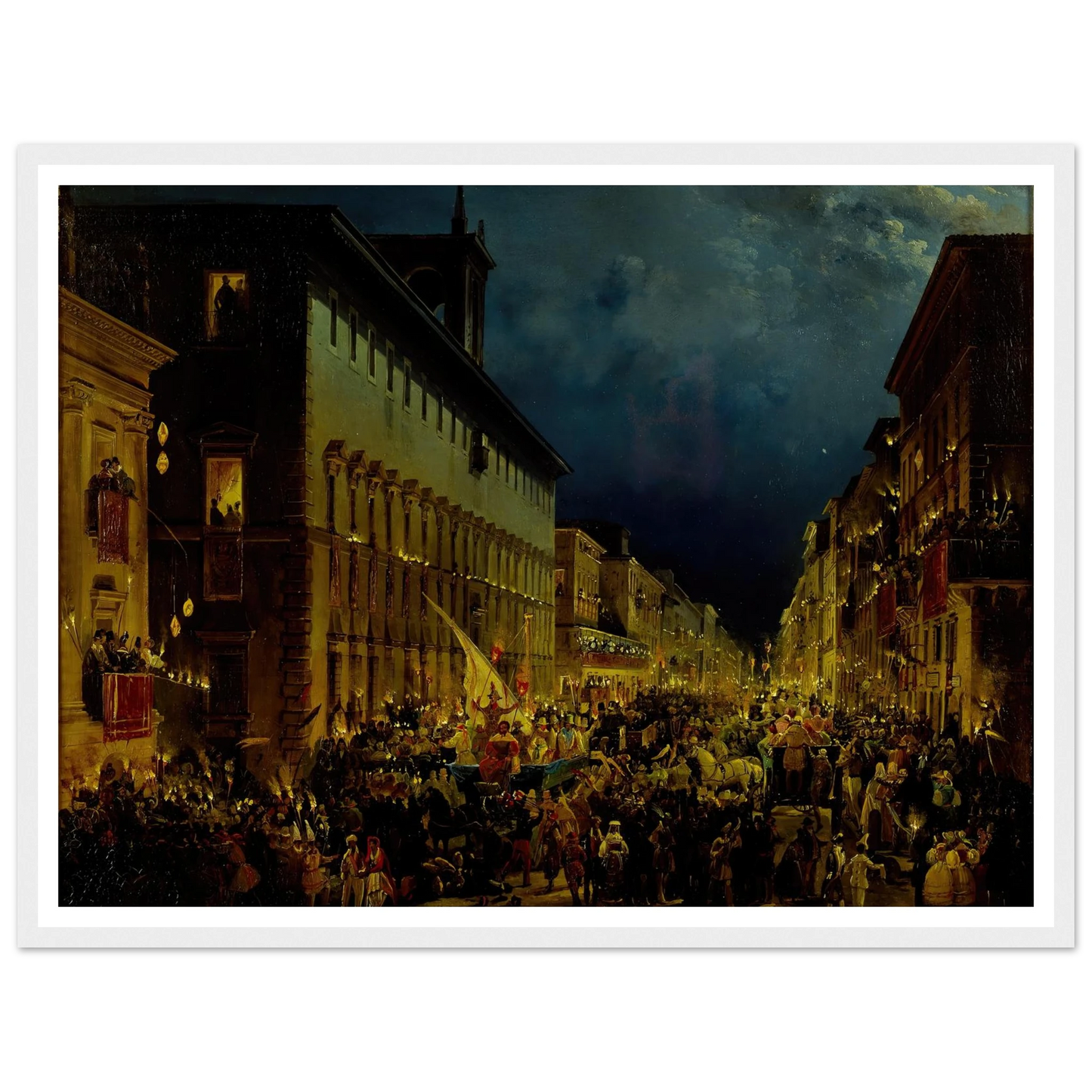 Moccoli Evening In Rome (1834) Art Print | Ippolito Caffi-Quipham Collections