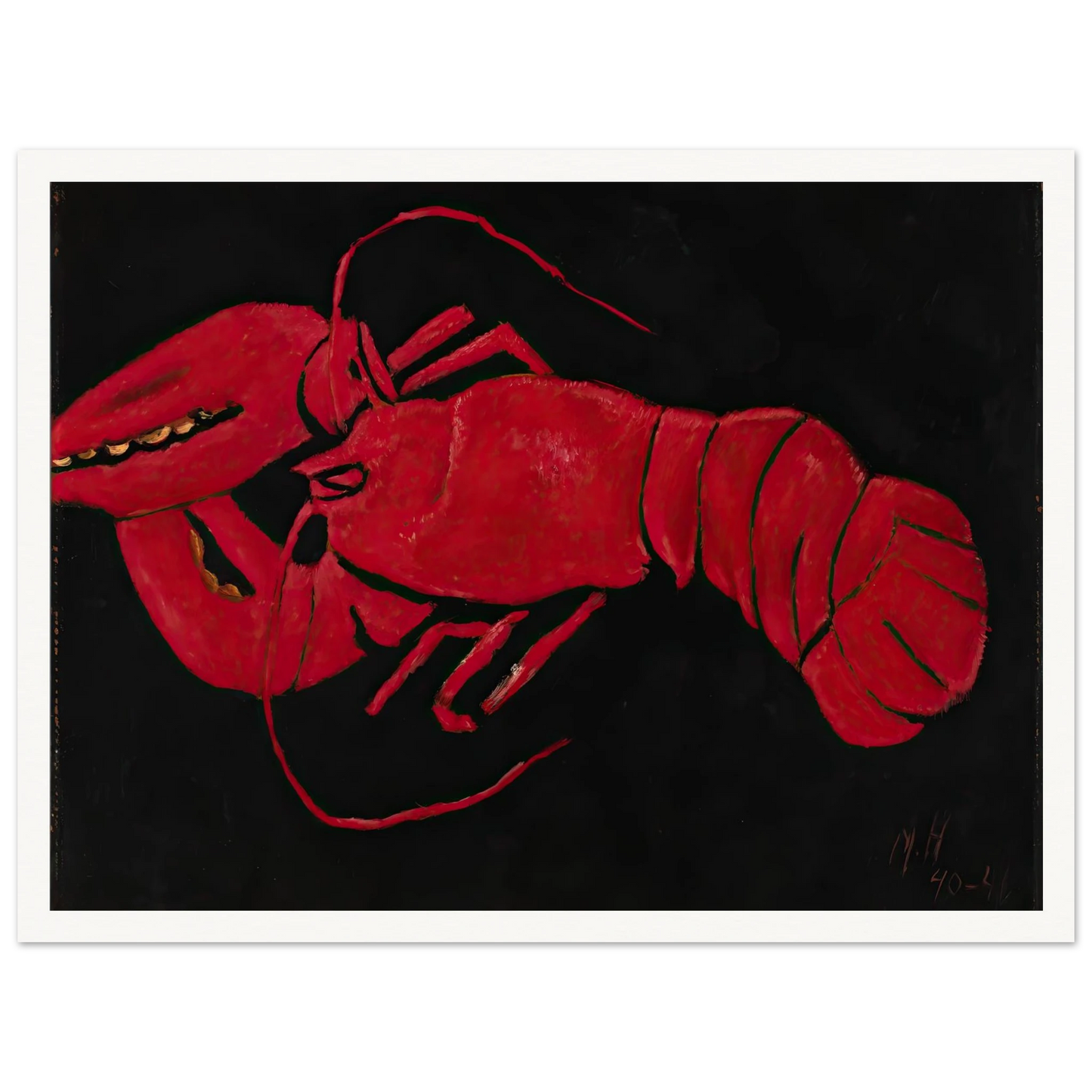 Lobster on Black Background (1940-1941) Art Print | Marsden Hartley-Quipham Collections