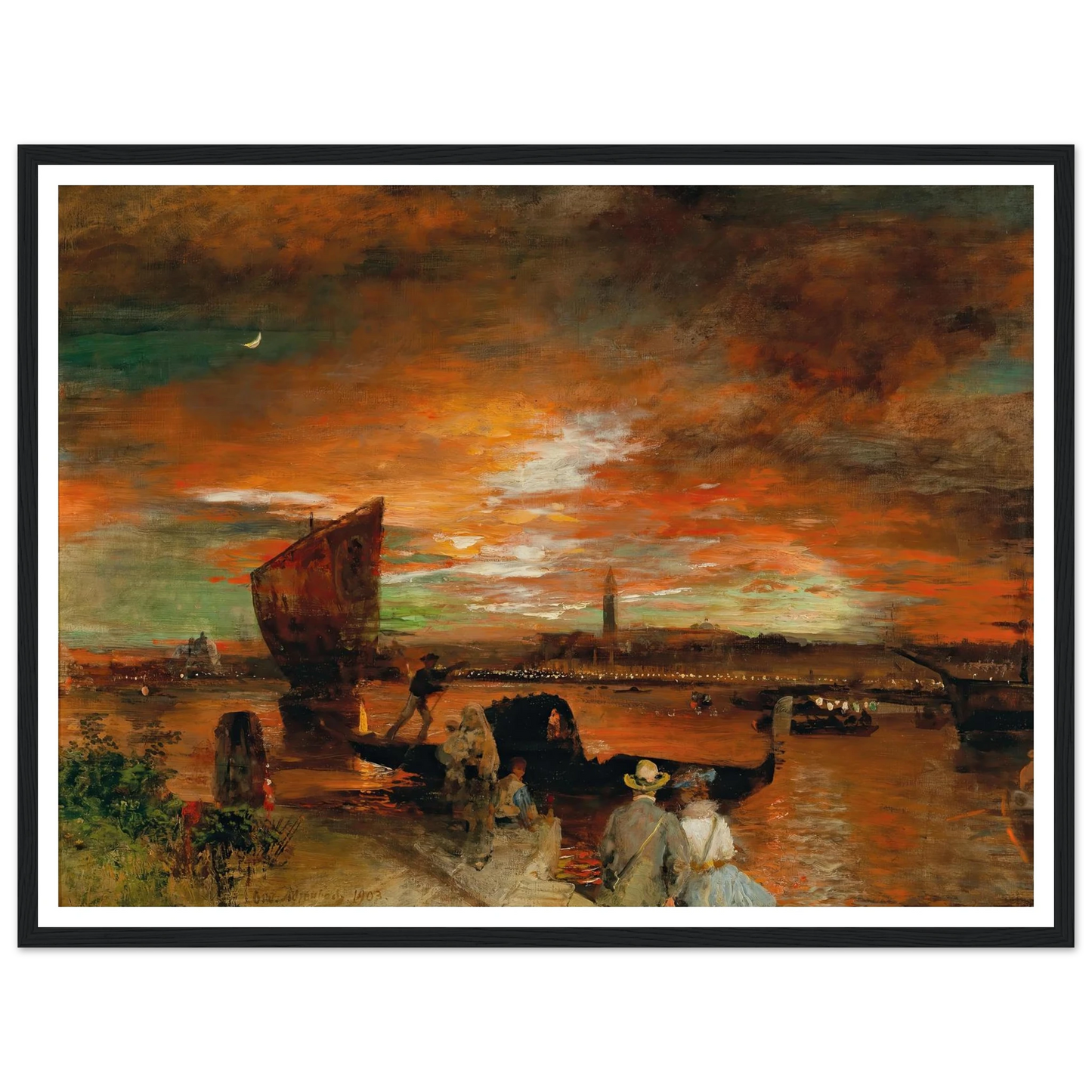 A scene at dusk in Venice (1903) Art Print | Oswald Achenbach-Quipham Collections