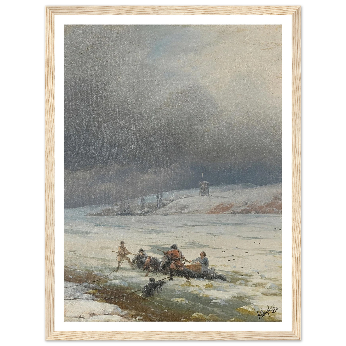 Hauling a Horse and Cart out of the Ice (1876) Art Print | Ivan Konstantinovich Aivazovsky-Quipham Collections