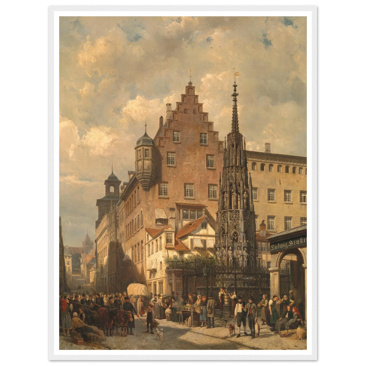‘Der Schöne Brunnen’ in Nuremberg (1876) Art Print | Cornelis Springer-Quipham Collections