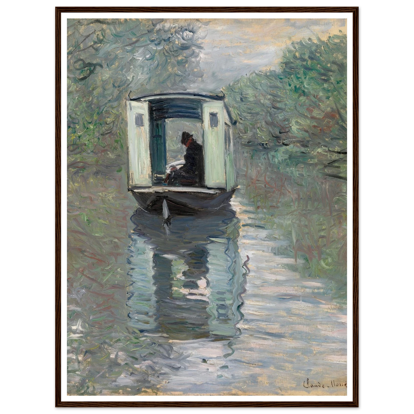 The Studio Boat (Le Bateau-atelier) (1876) Art Print | Claude Monet-Quipham Collections