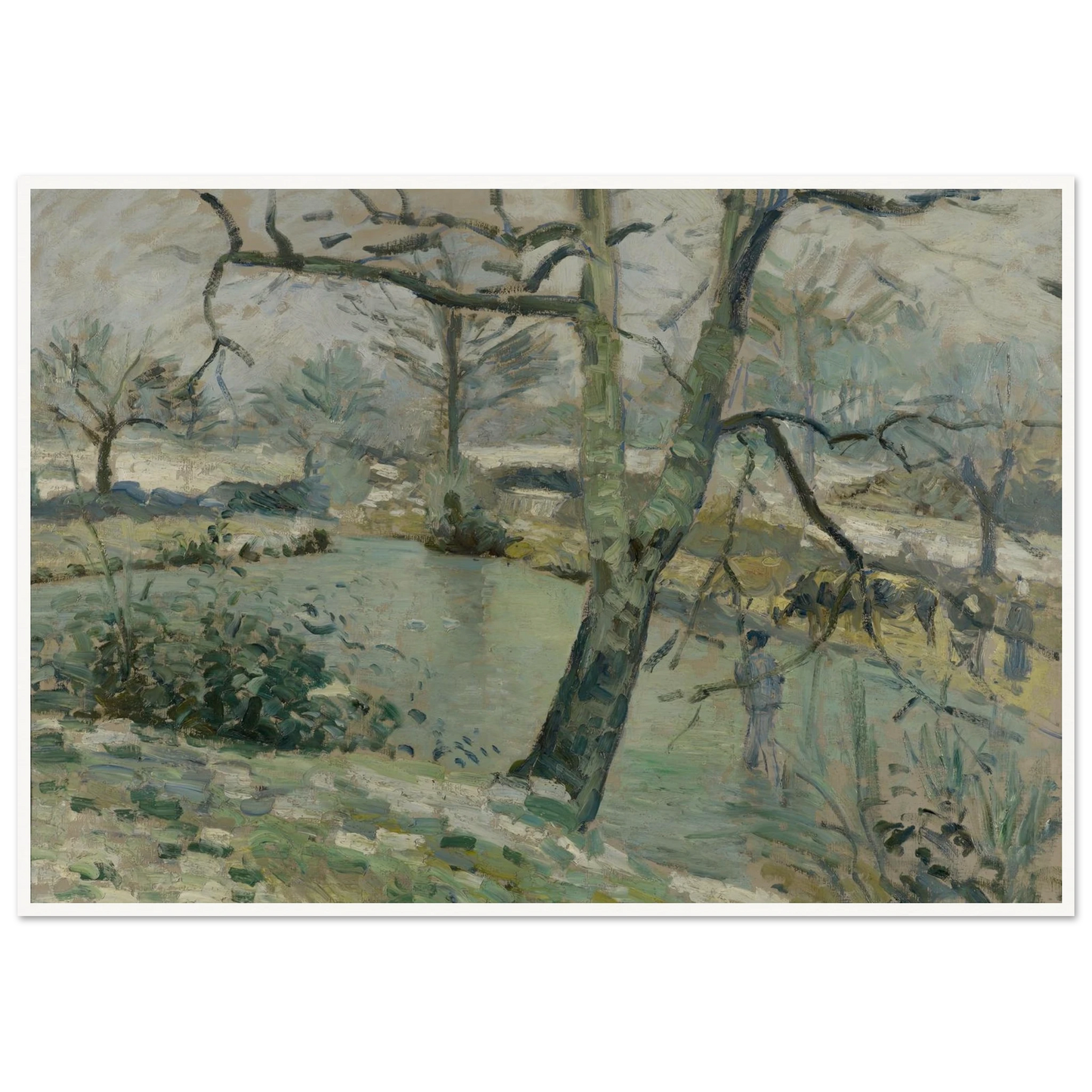 The Pond at Montfoucault, Effect of Winter (1874) Art Print | Camille Pissarro-Quipham Collections