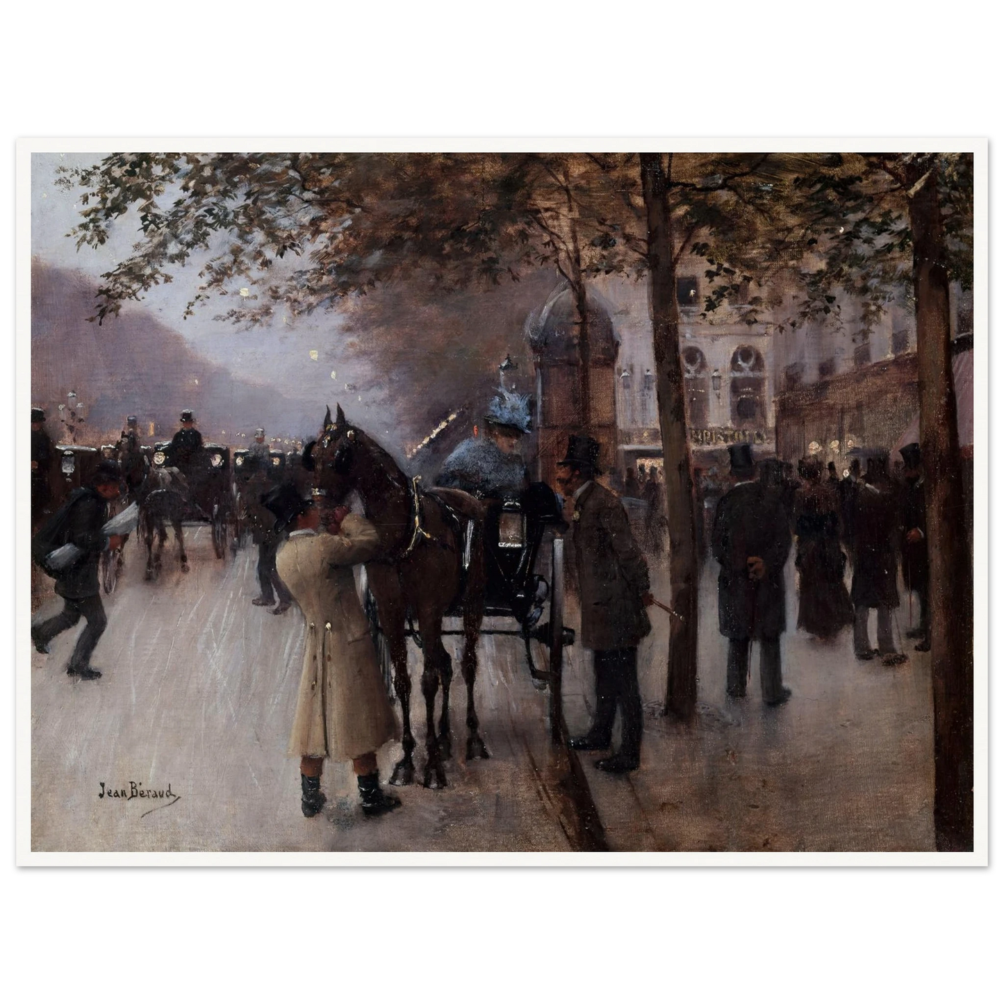 Le boulevard des Capucines, le soir, devant le Café Napolitain (1880) Art Print | Jean Beraud-Quipham Collections