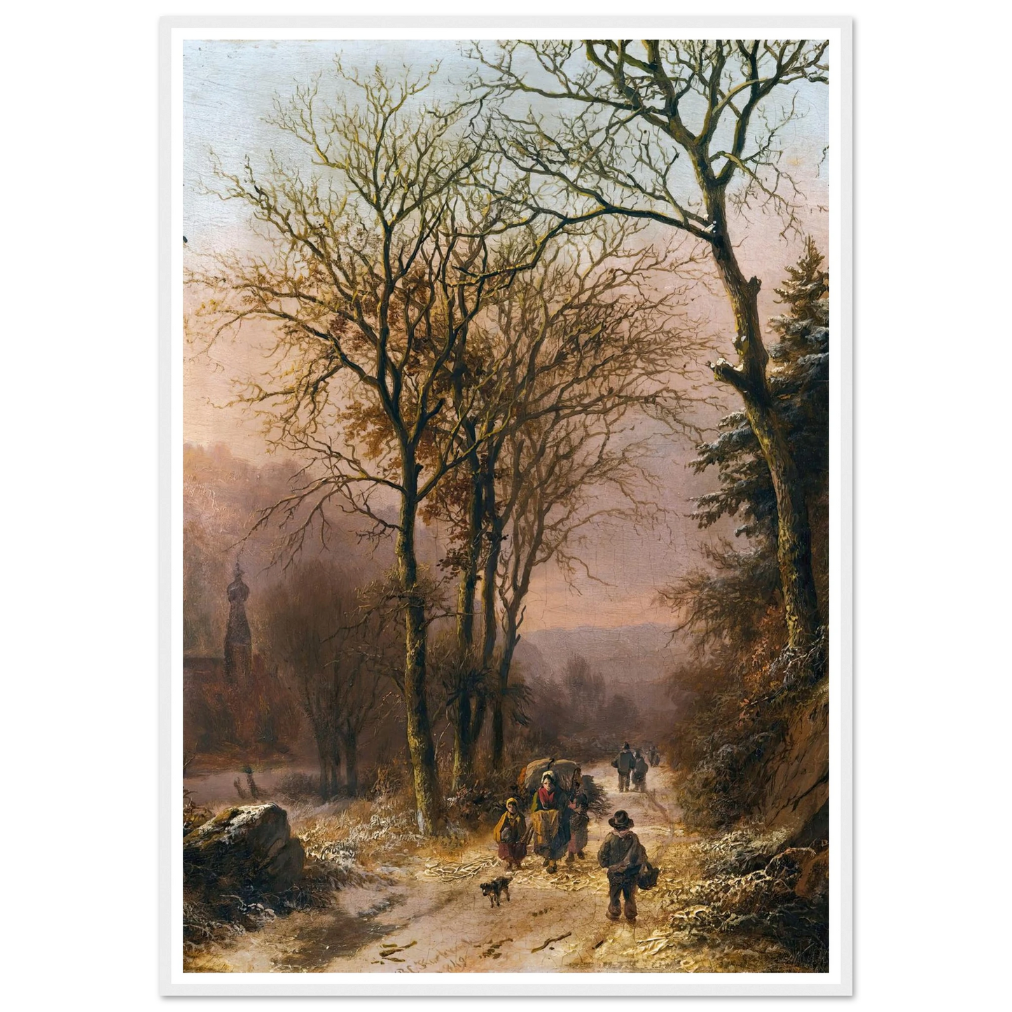 Figures on a winter road (1849) Art Print | Barend Cornelis Koekkoek-Quipham Collections