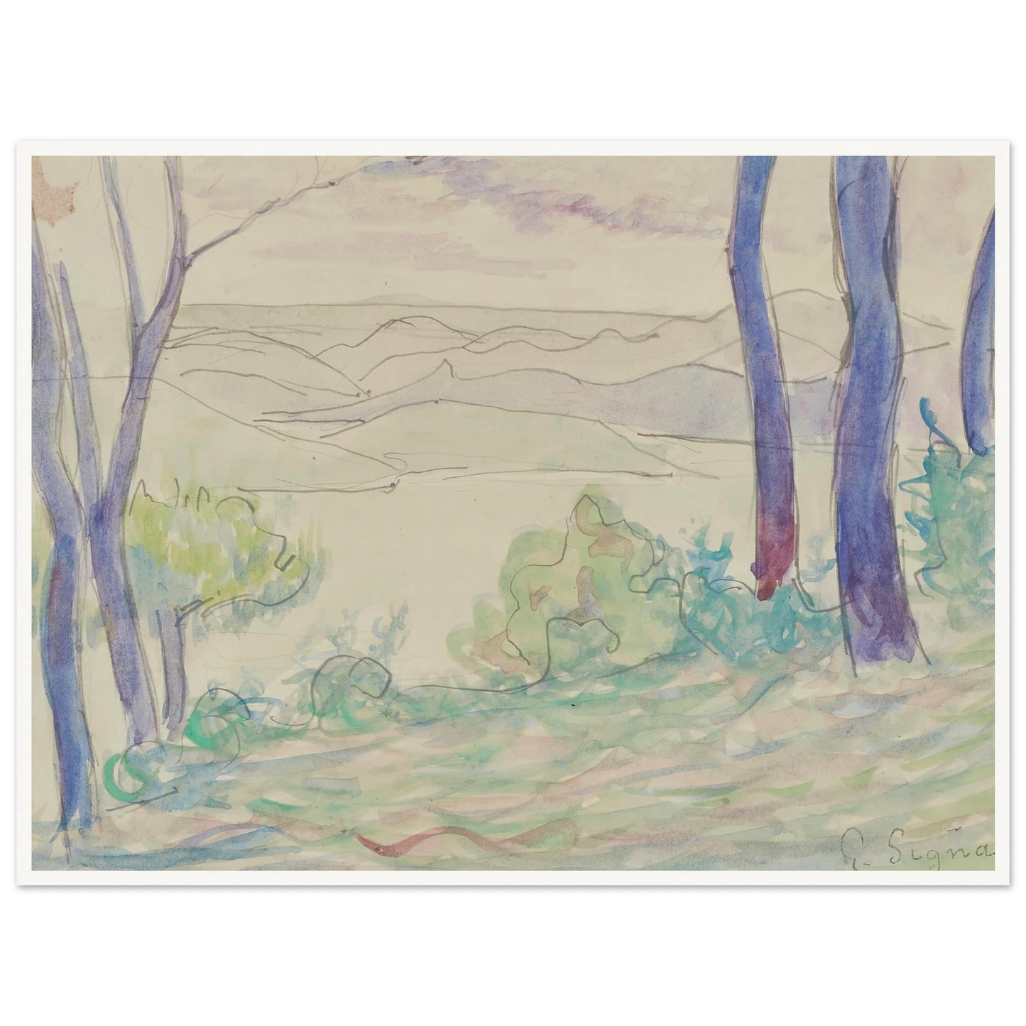 Paysage méditerranéen (1895) Art Print | Paul Signac-Quipham Collections