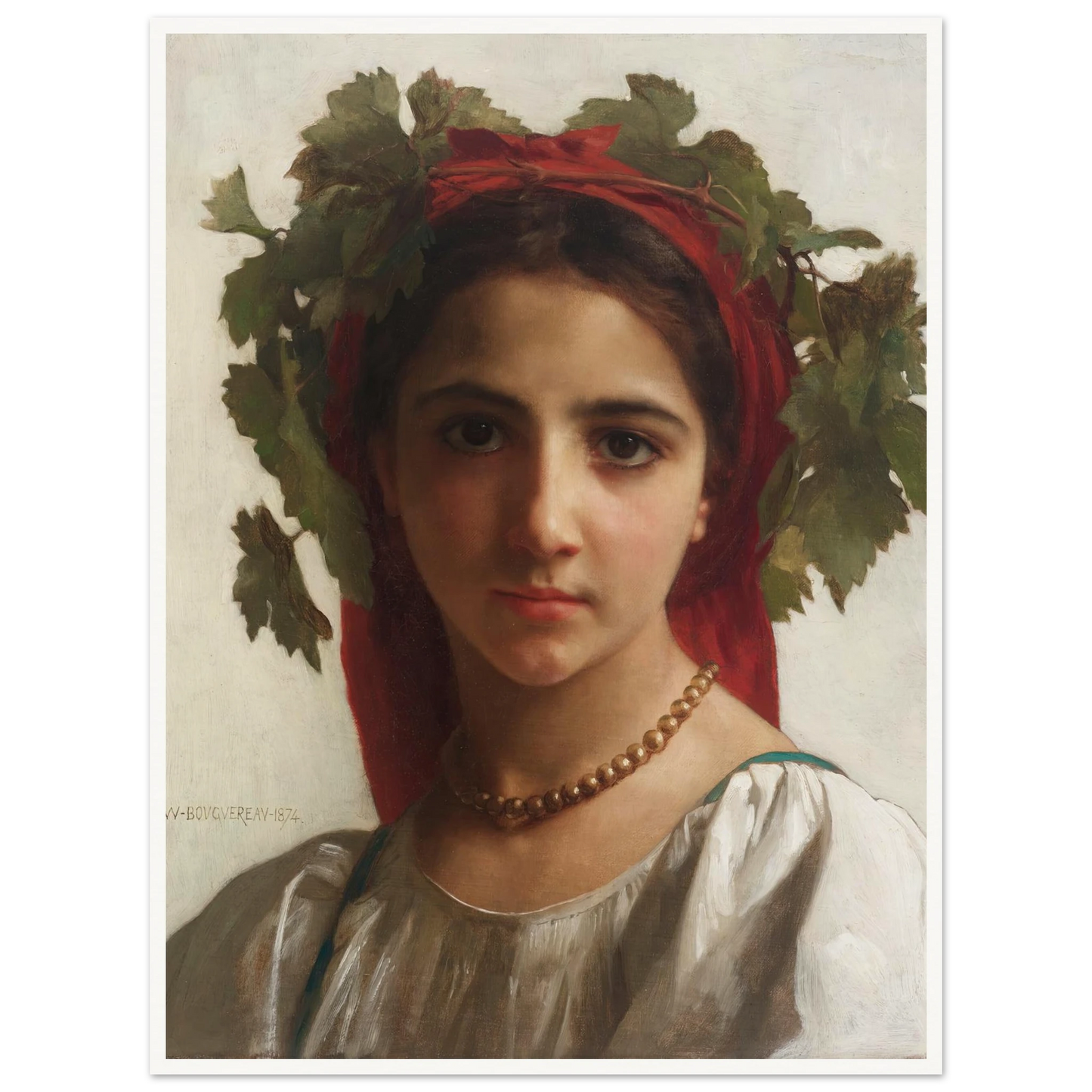 Jeune fille couronnée de pampres (1874) Art Print | William Bouguereau-Quipham Collections