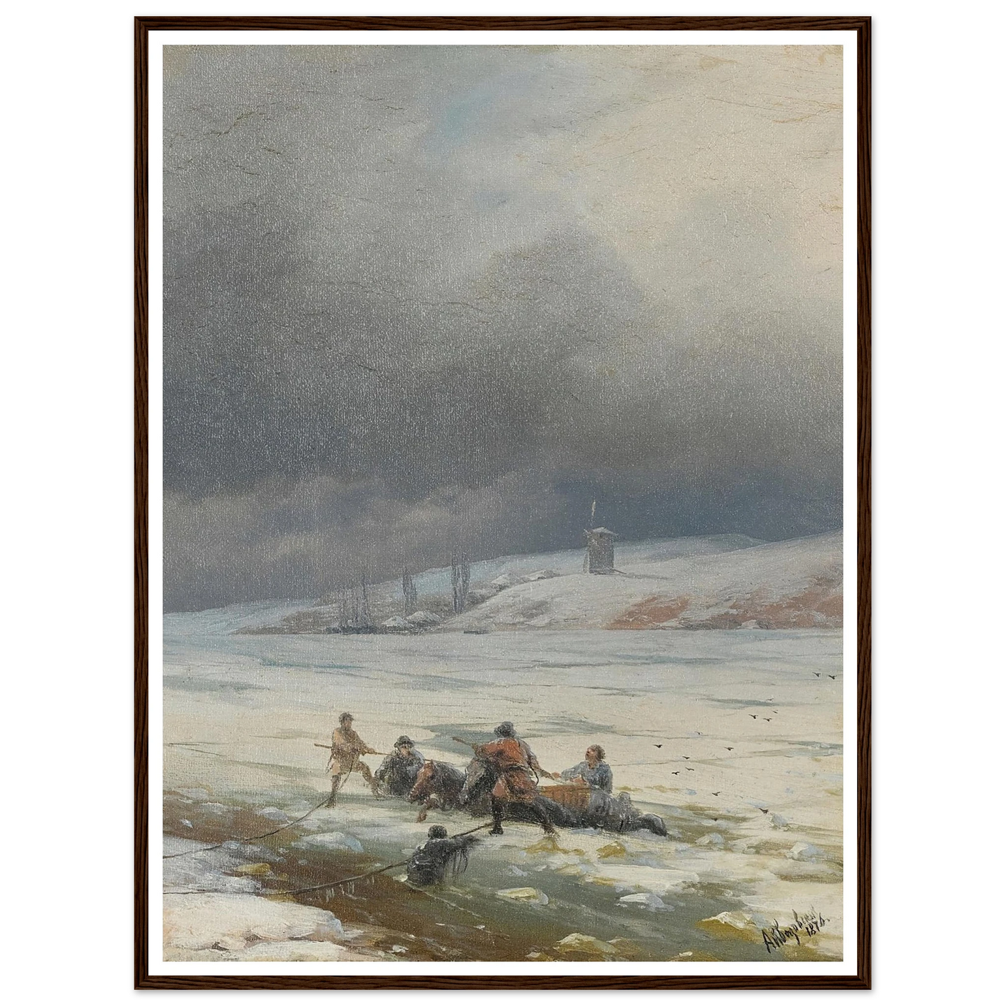 Hauling a Horse and Cart out of the Ice (1876) Art Print | Ivan Konstantinovich Aivazovsky-Quipham Collections