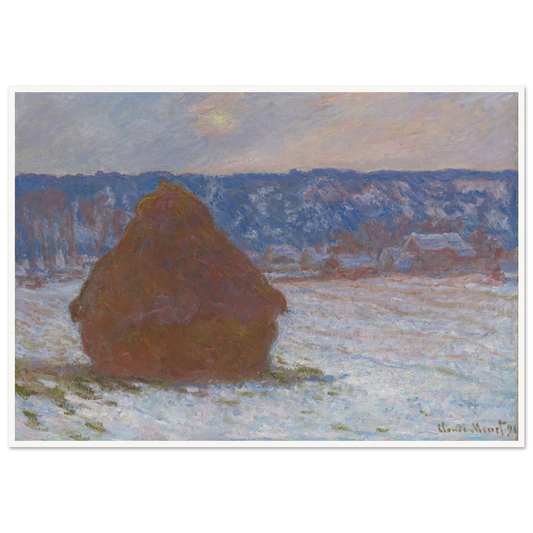 Stack of Wheat (Snow Effect, Overcast Day) (1890-91) Art Print | Claude Monet-Quipham Collections