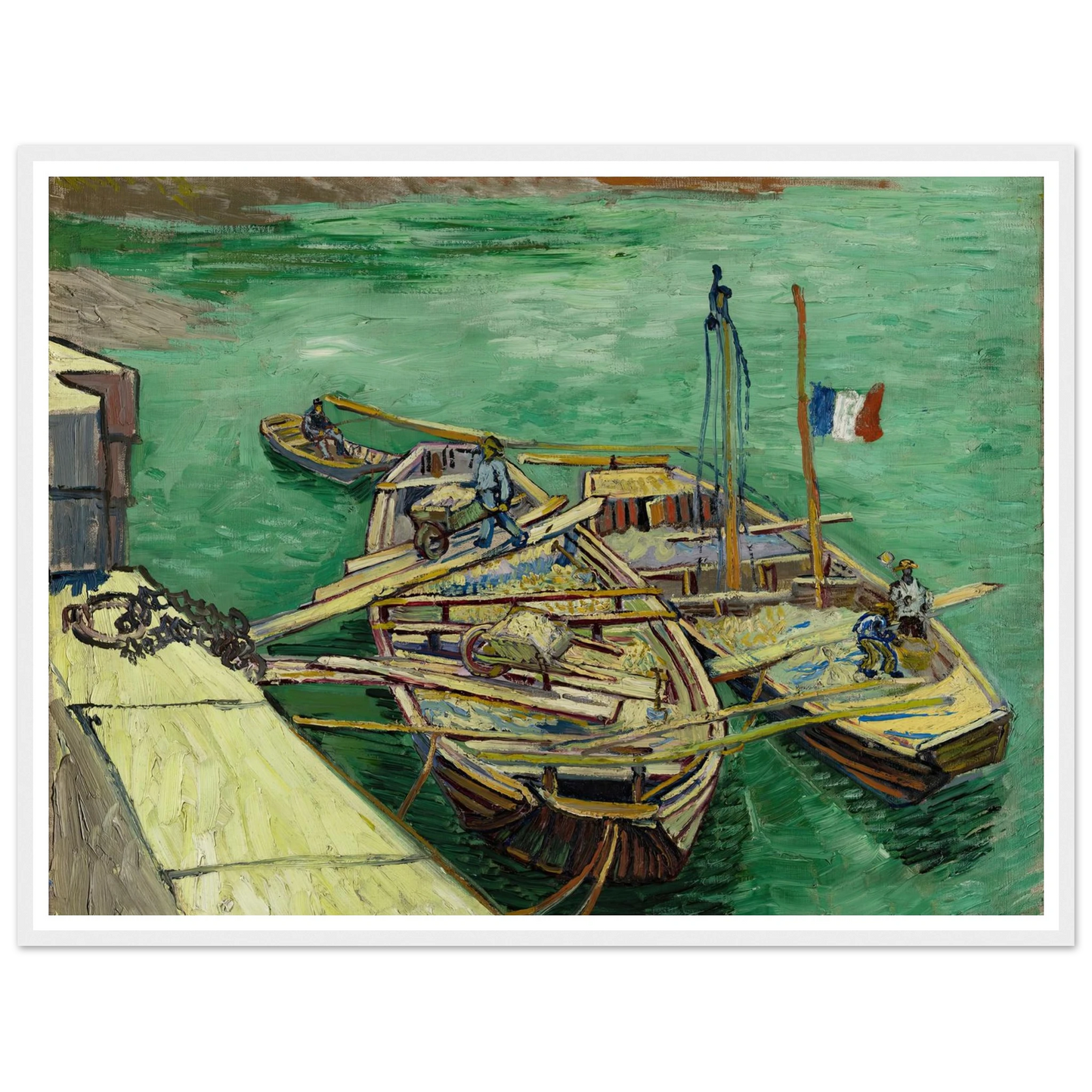 Quay with men unloading sand barges (1888) Art Print | Vincent van Gogh-Quipham Collections