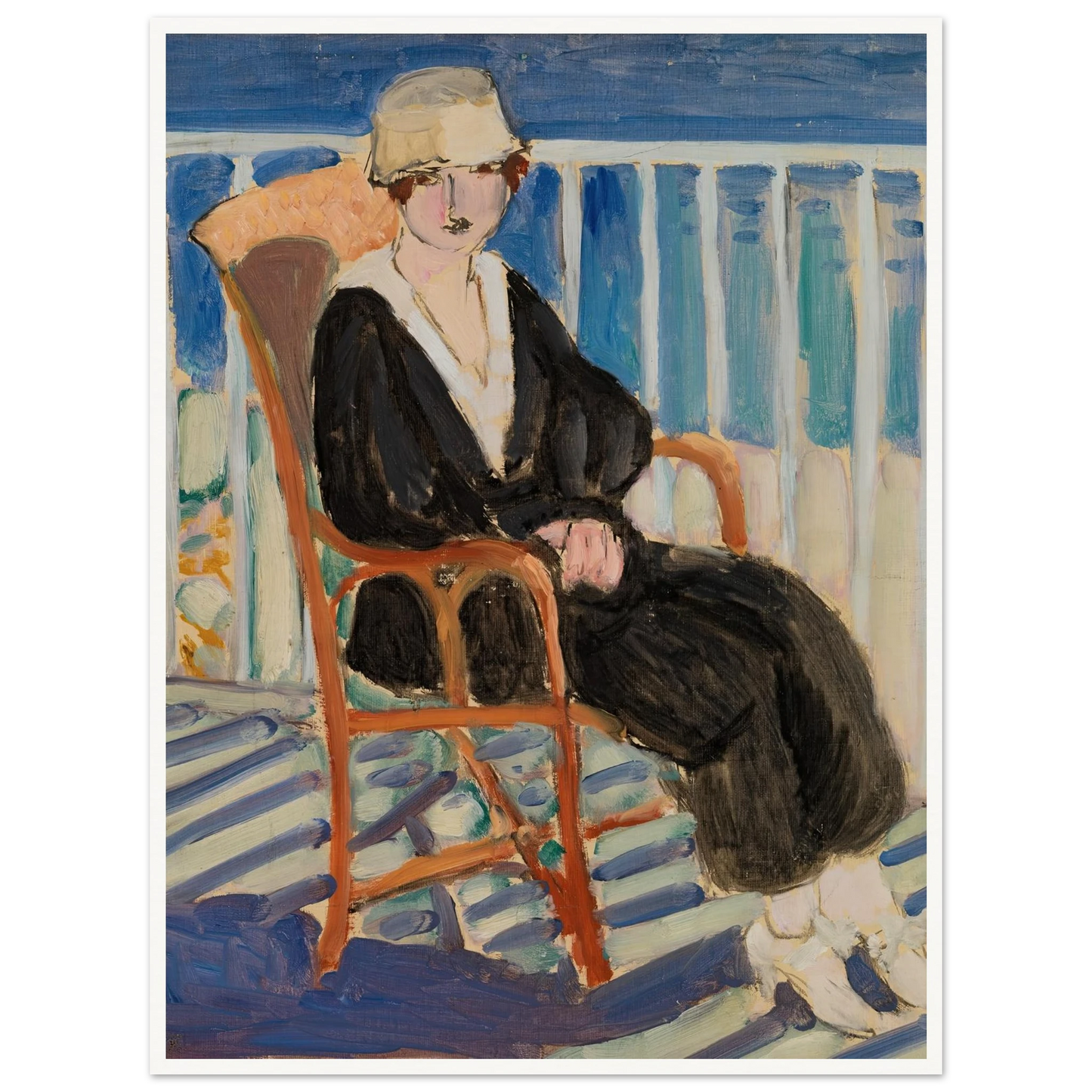 Young Girl on a Balcony over the Ocean (Jeune fille au balcon sur la mer) (1918) Art Print | Henri Matisse-Quipham Collections