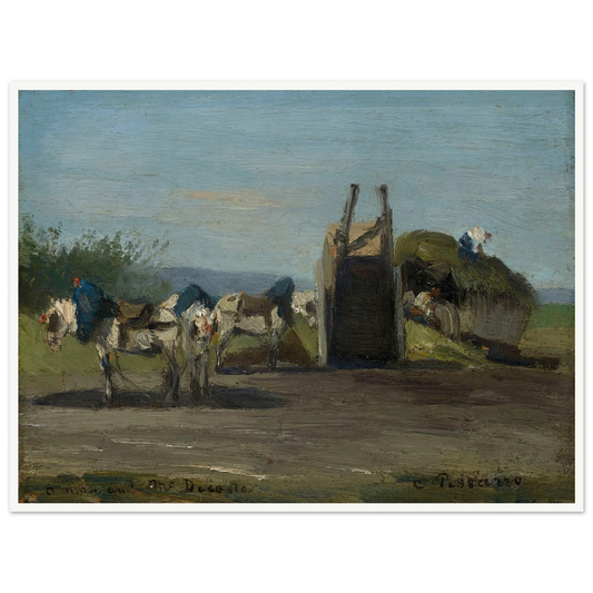 Chevaux blancs et charrettes (1862) Art Print | Camille Pissarro-Quipham Collections