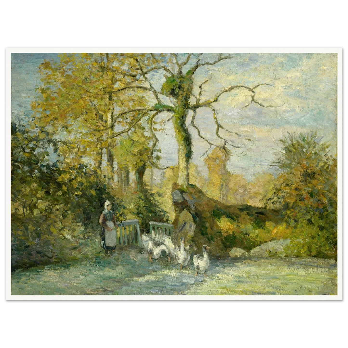 The Goose Girl at Montfoucault (White Frost) (1875) Art Print | Camille Pissarro-Quipham Collections
