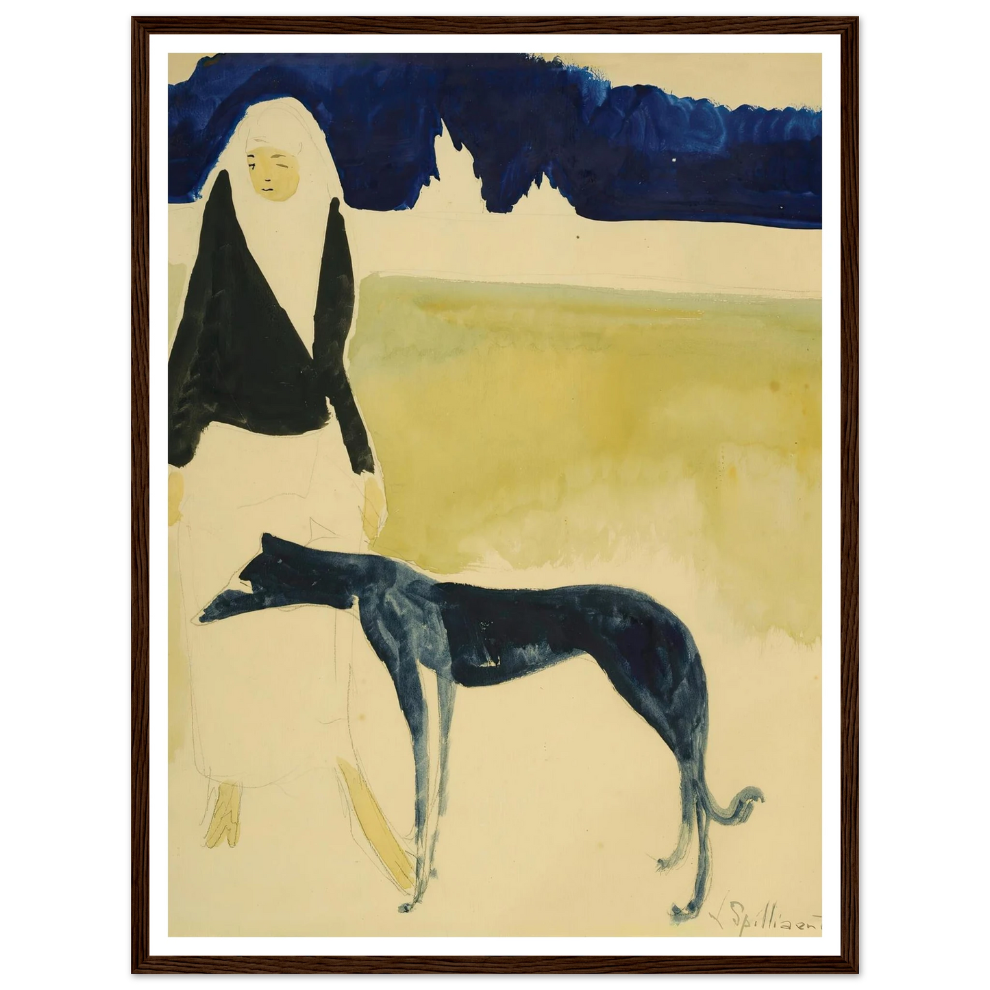 Femme Au Lévrier (1917) Art Print | Leon Spilliaert-Quipham Collections