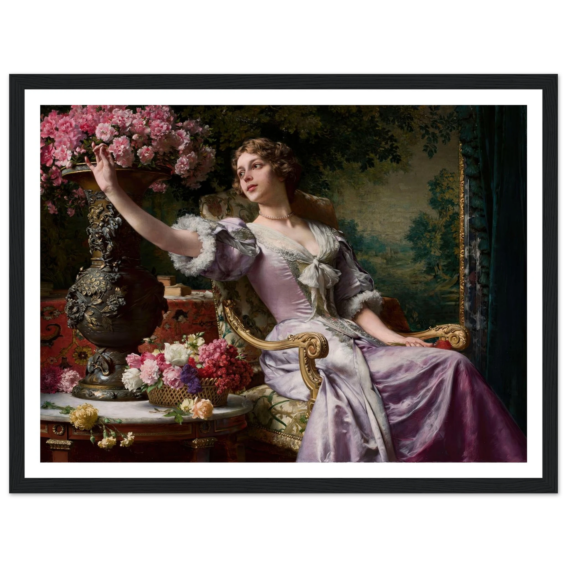 Lady in a lilac dress with flowers (1903) Art Print | Wladyslaw Czachorski-Quipham Collections