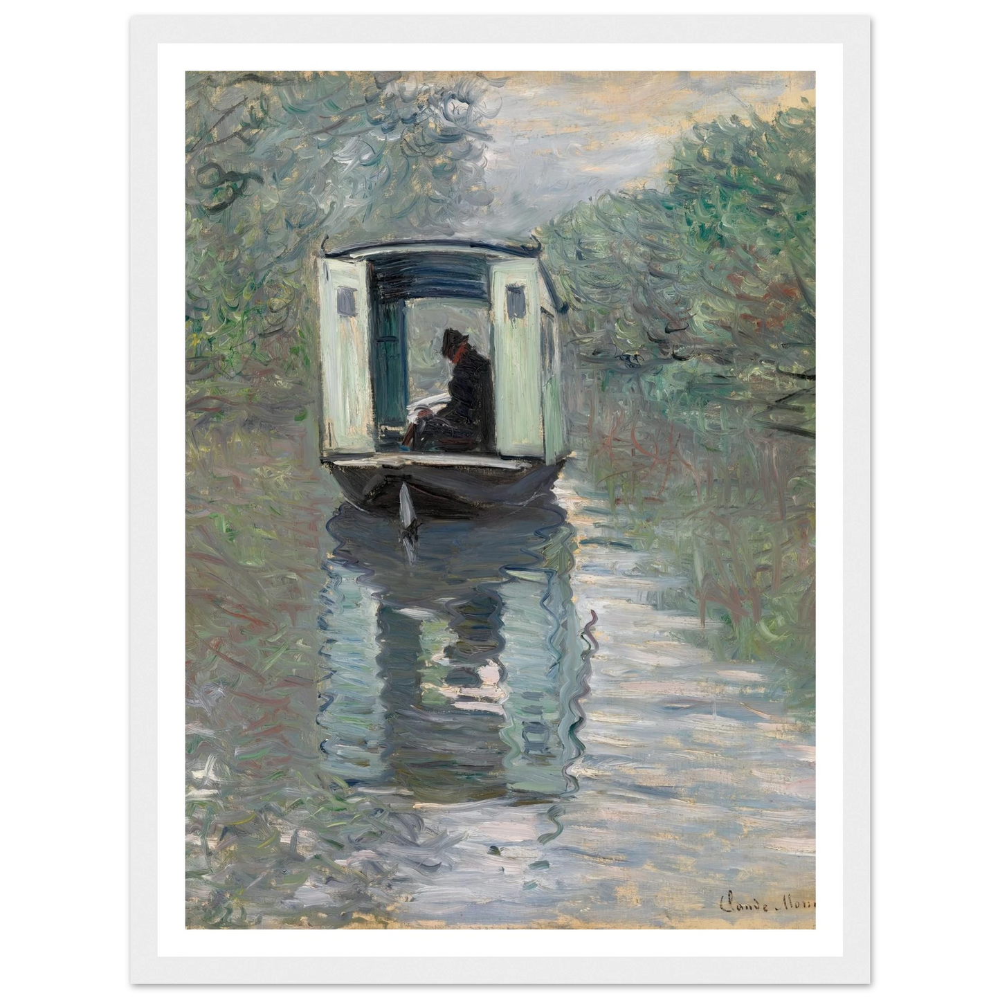 The Studio Boat (Le Bateau-atelier) (1876) Art Print | Claude Monet-Quipham Collections