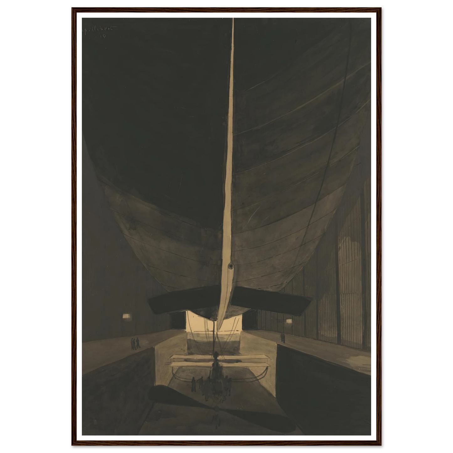 Het luchtschip Belgique II in zijn loods (1910) Art Print | Leon Spilliaert-Quipham Collections