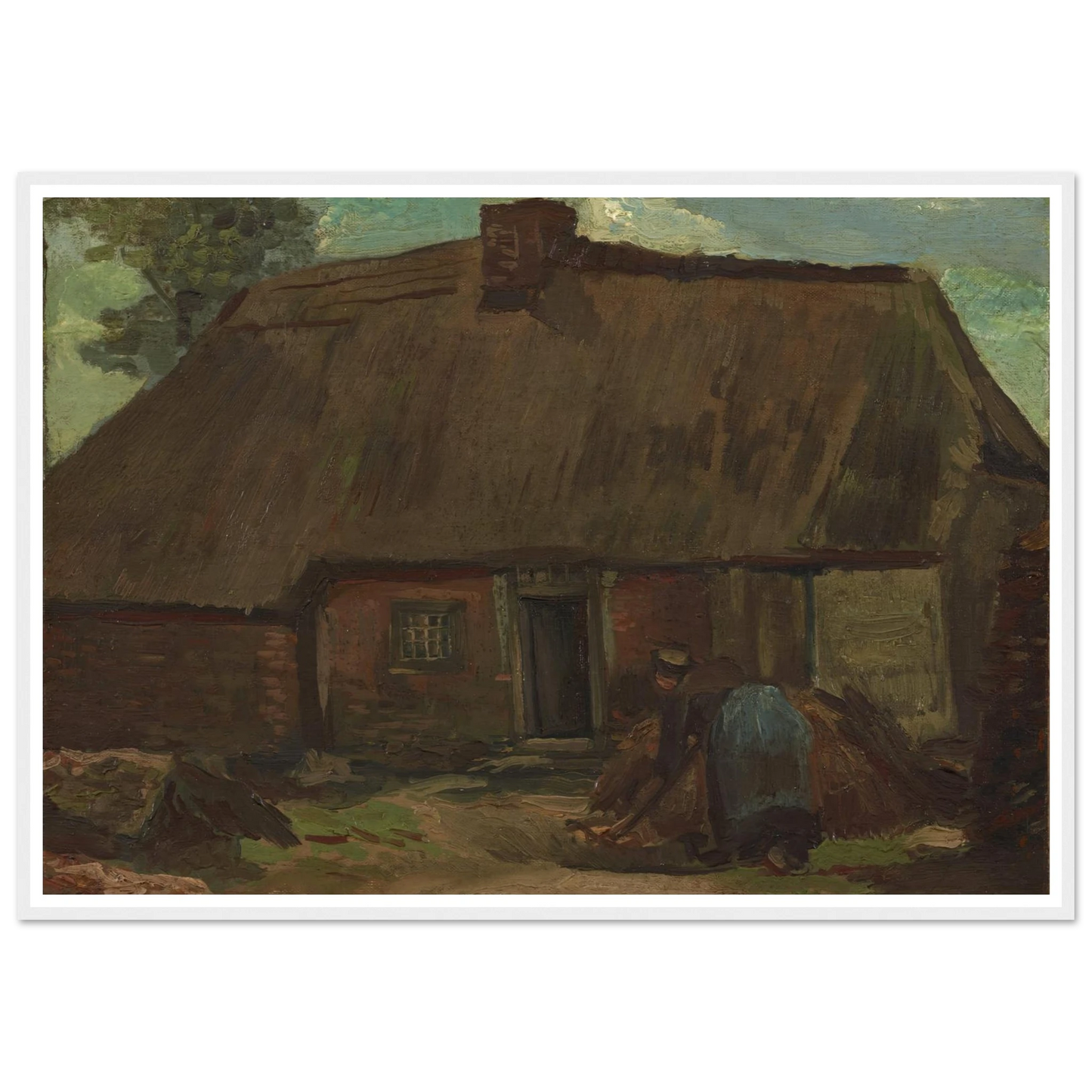 Cottage with Peasant Woman Digging (1885) Art Print | Vincent van Gogh-Quipham Collections