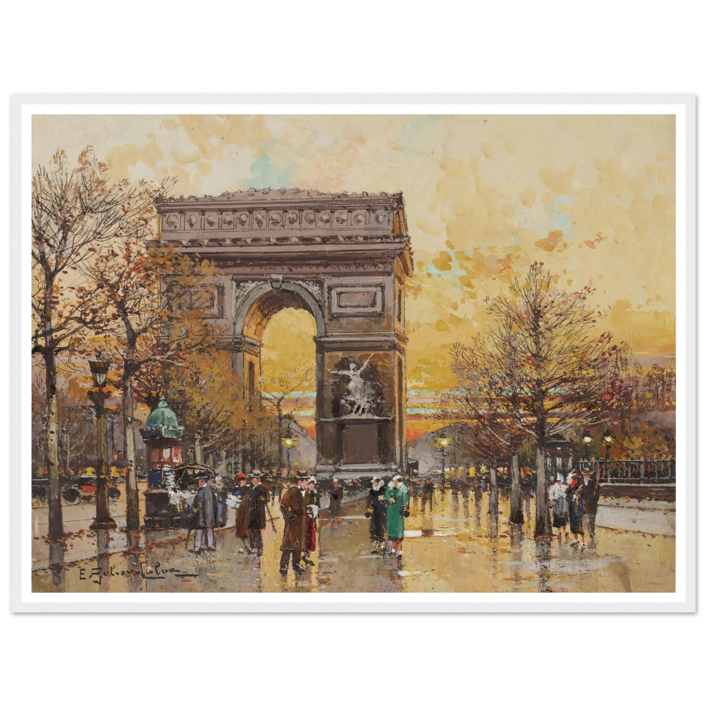 Arc de Triomphe in the Fall Art Print | Eugene Galien Laloue-Quipham Collections