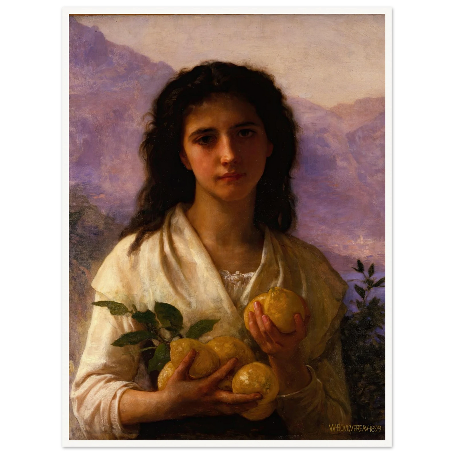 Girl Holding Lemons (1899) Art Print | William Bouguereau-Quipham Collections