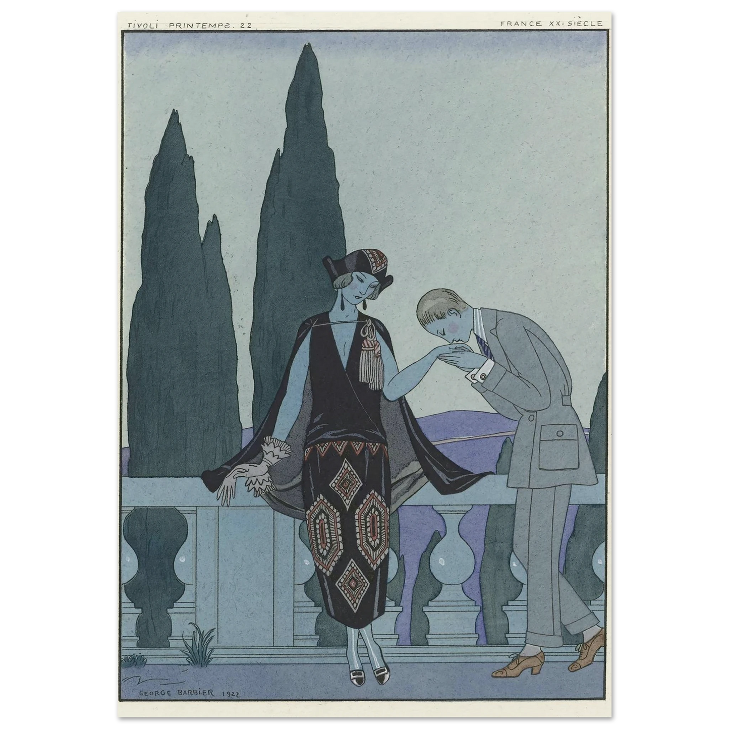 La Villa d’Este ; France XXe siècle (1923) Art Print | George Barbier-Quipham Collections