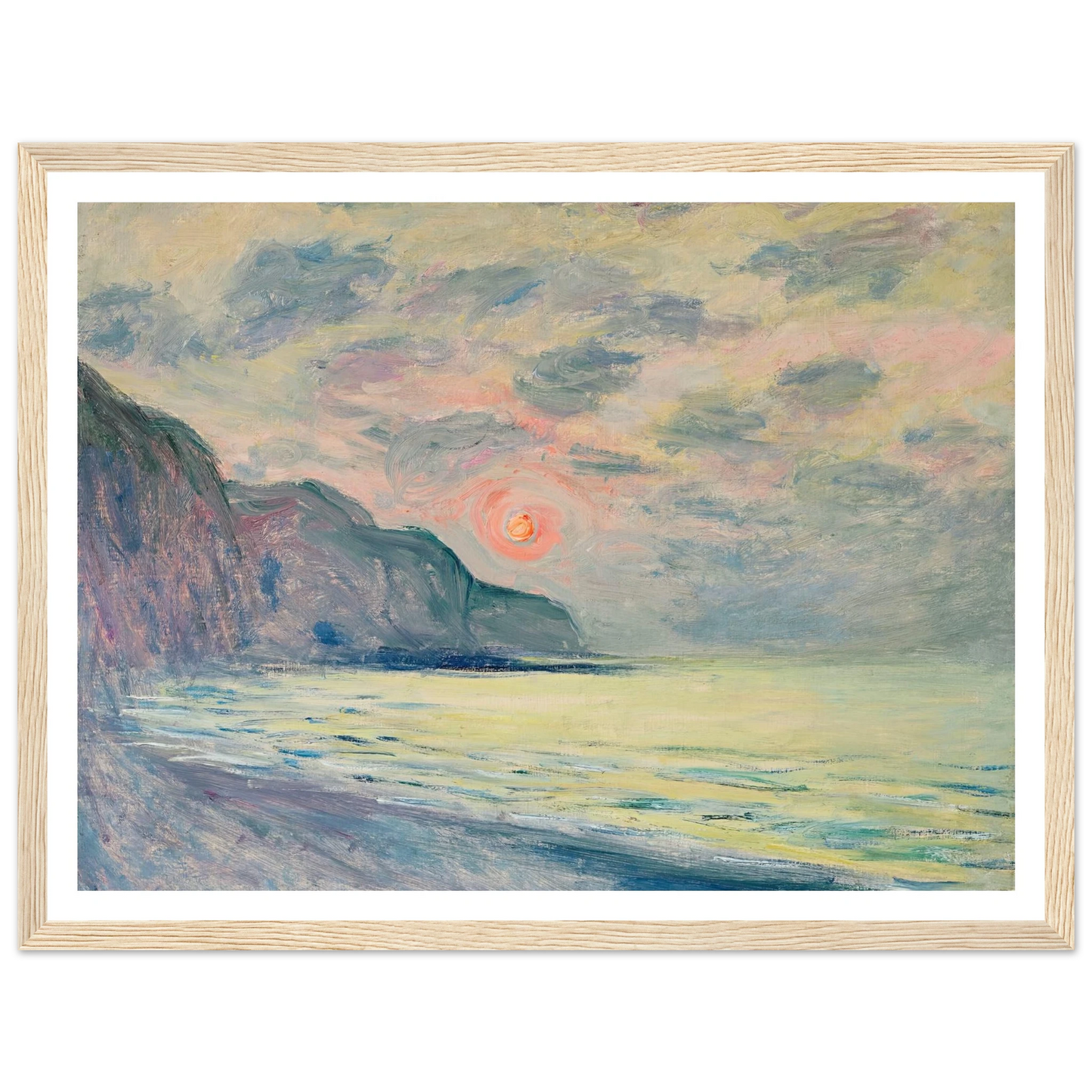 Soleil couchant, temps brumeux, Pourville (1882) Art Print | Claude Monet-Quipham Collections