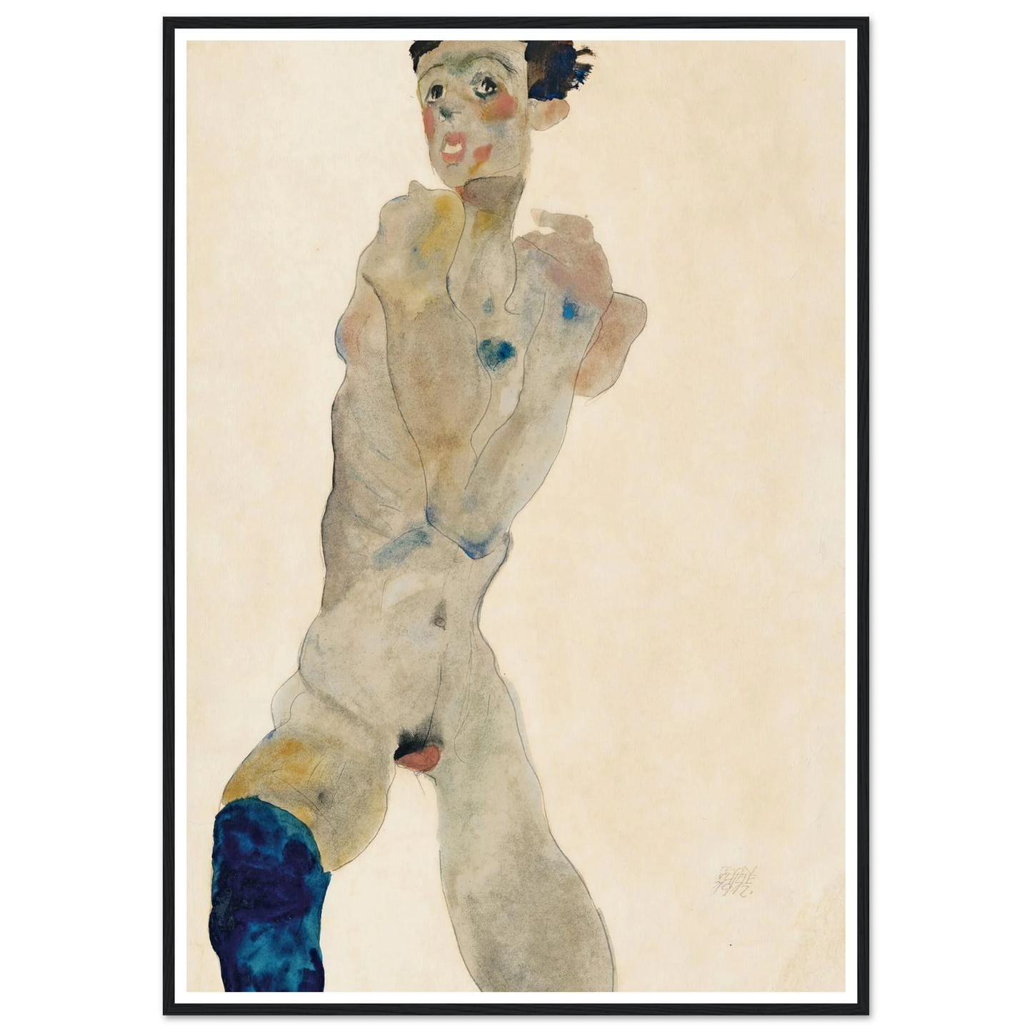 Stehender männlicher Akt mit verschränkten Armen (Selbstportrait) (1912) Art Print | Egon Schiele-Quipham Collections