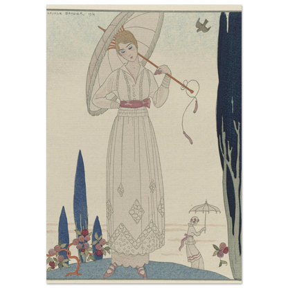 Le cyprès et la rose ; Robe d’été de Doeuillet (1914) Art Print | George Barbier-Quipham Collections