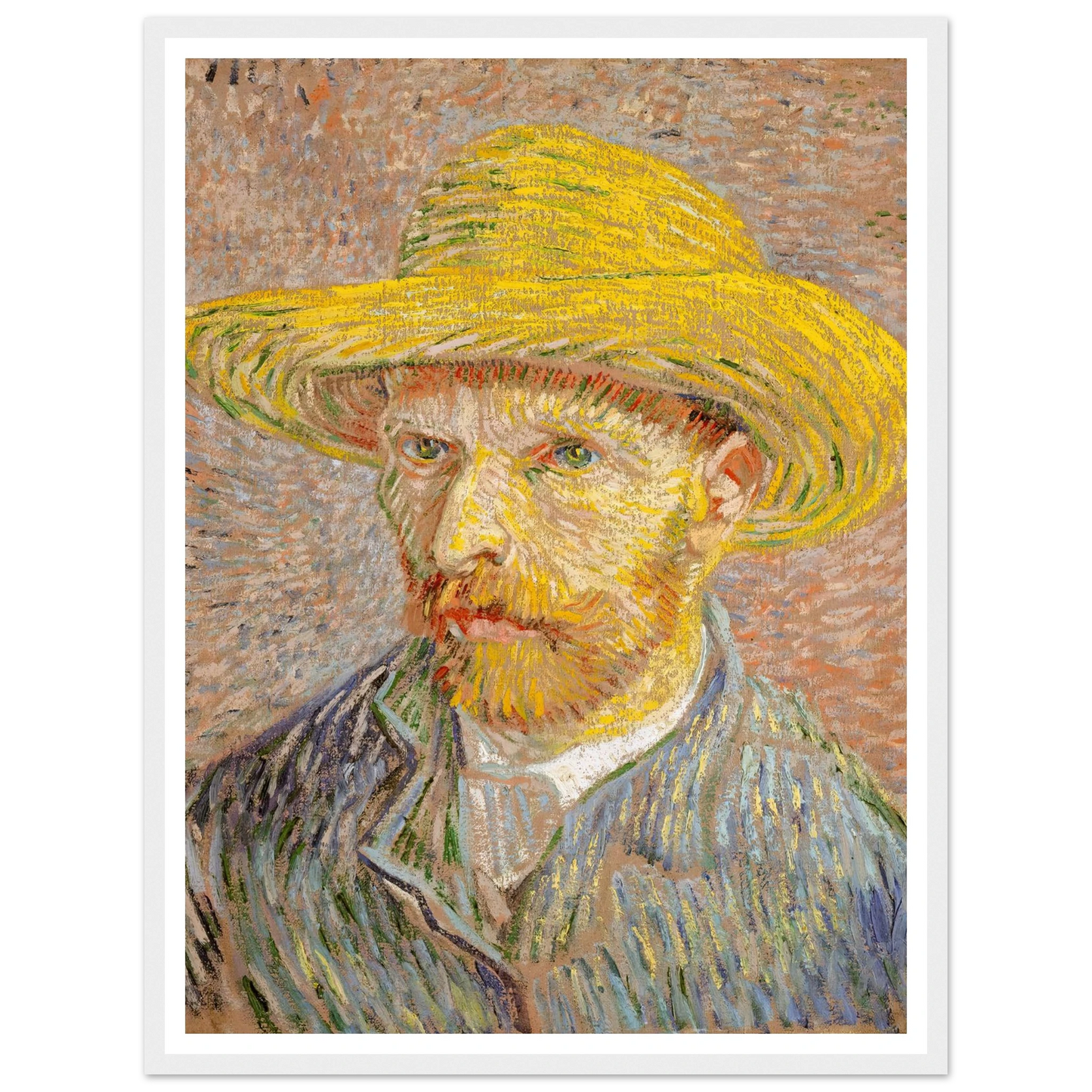 Self-Portrait with a Straw Hat (1887) Art Print | Vincent van Gogh-Quipham Collections