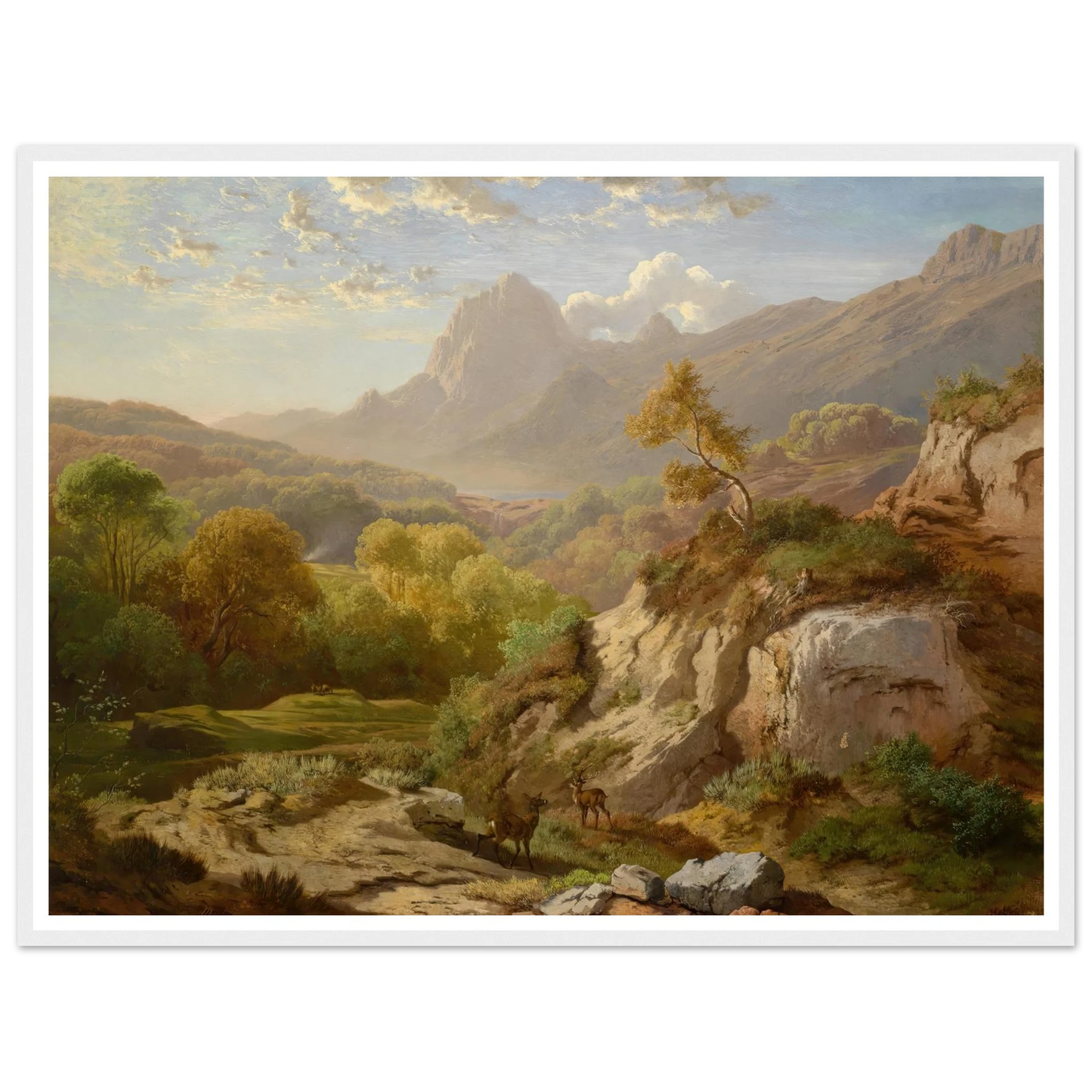 Rotwild in einer weiten Gebirgslandschaft Art Print | Albert Zimmermann-Quipham Collections