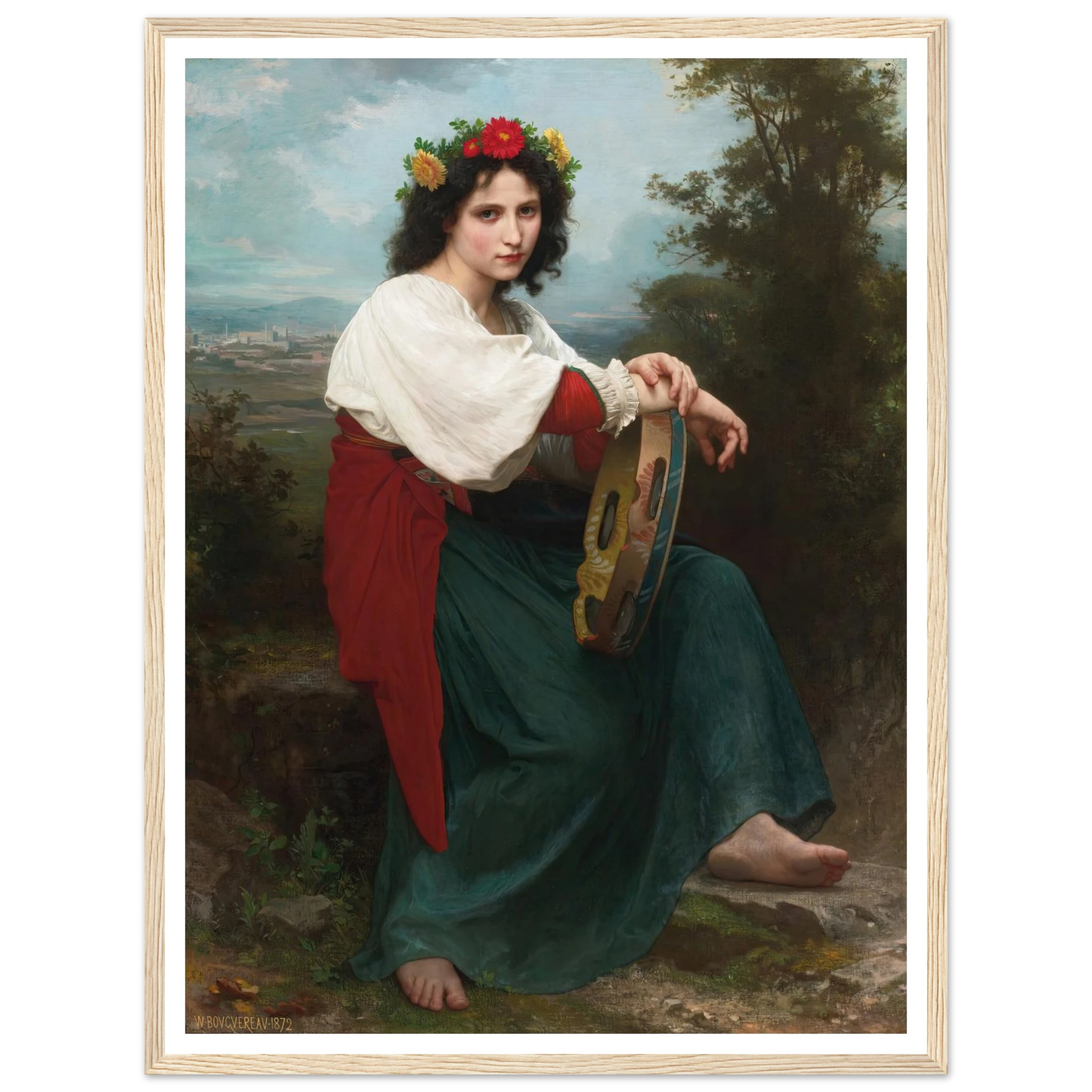 L’Italienne au Tambour de Basque (1872) Art Print | William Bouguereau-Quipham Collections