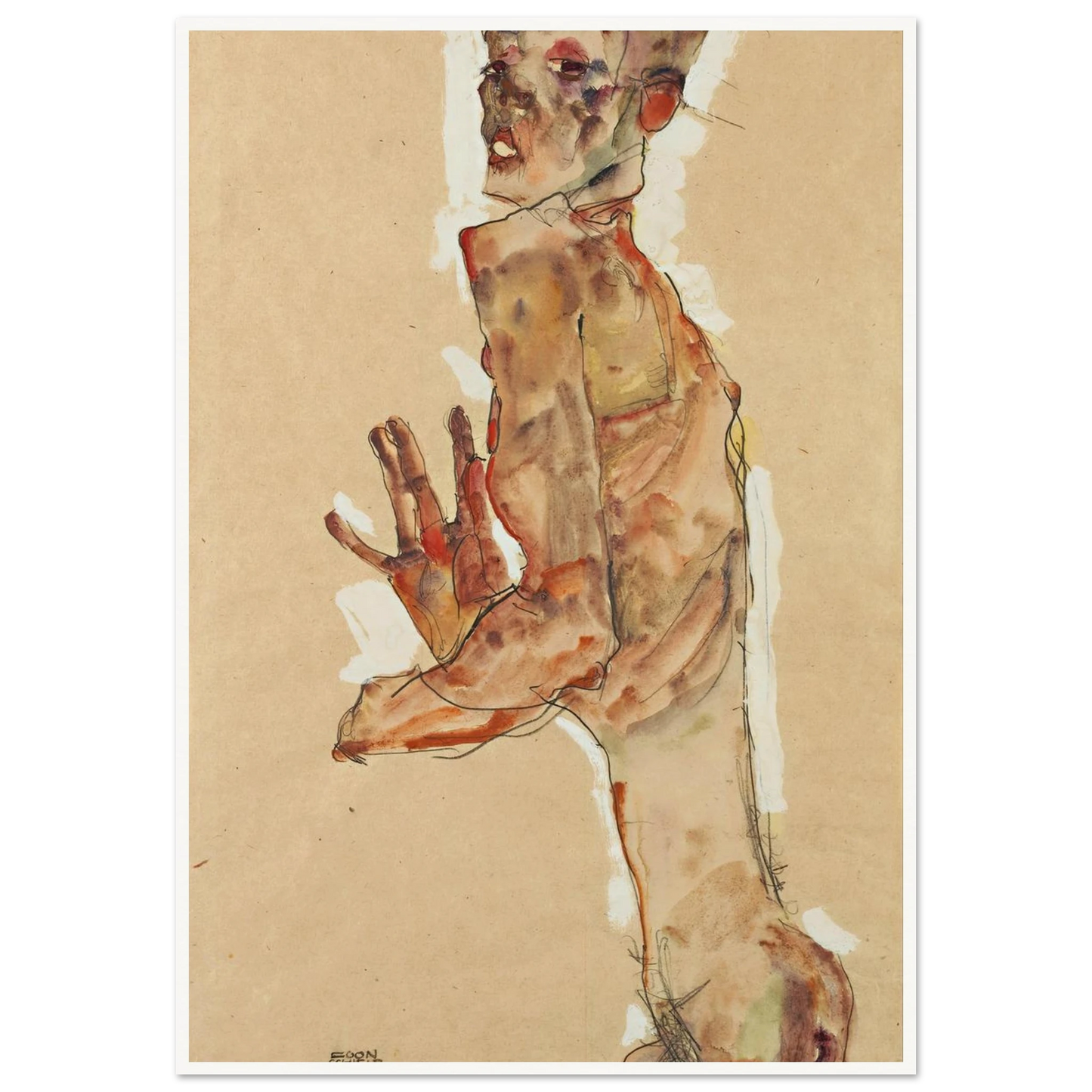 Self-Portrait with Splayed Fingers (1911) Art Print | Egon Schiele-Quipham Collections