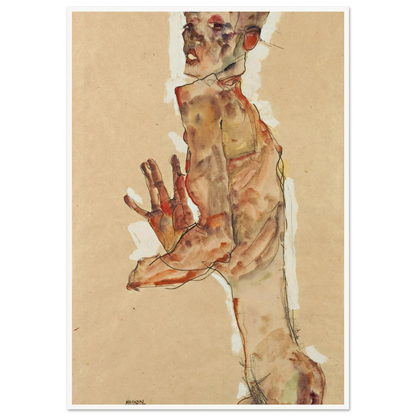 Self-Portrait with Splayed Fingers (1911) Art Print | Egon Schiele-Quipham Collections