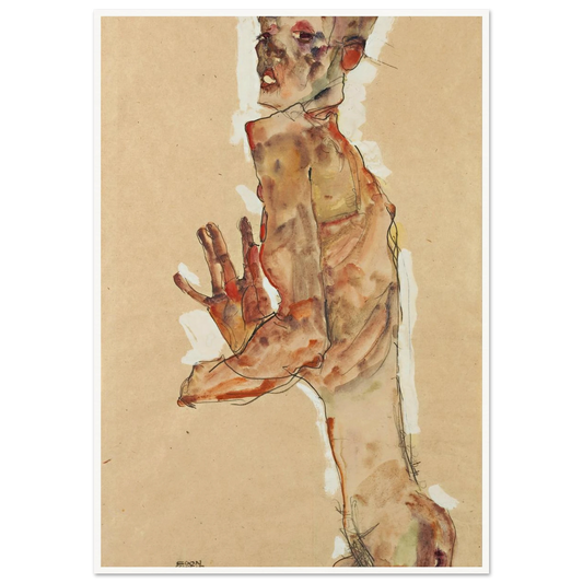 Self-Portrait with Splayed Fingers (1911) Art Print | Egon Schiele-Quipham Collections