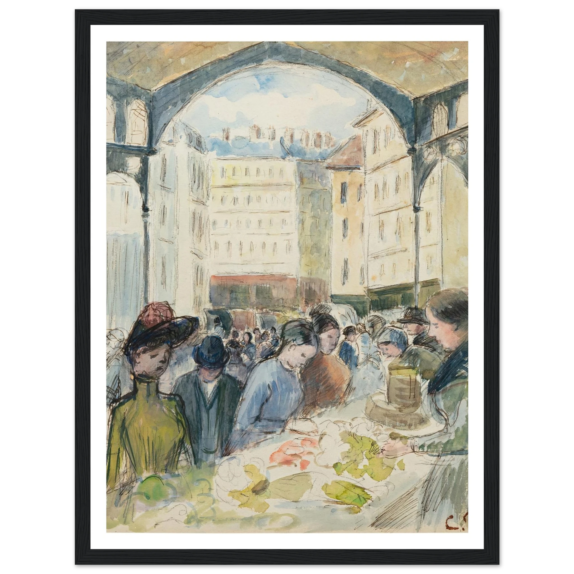 Les Halles centrales; le marché aux légumes Art Print | Camille Pissarro-Quipham Collections