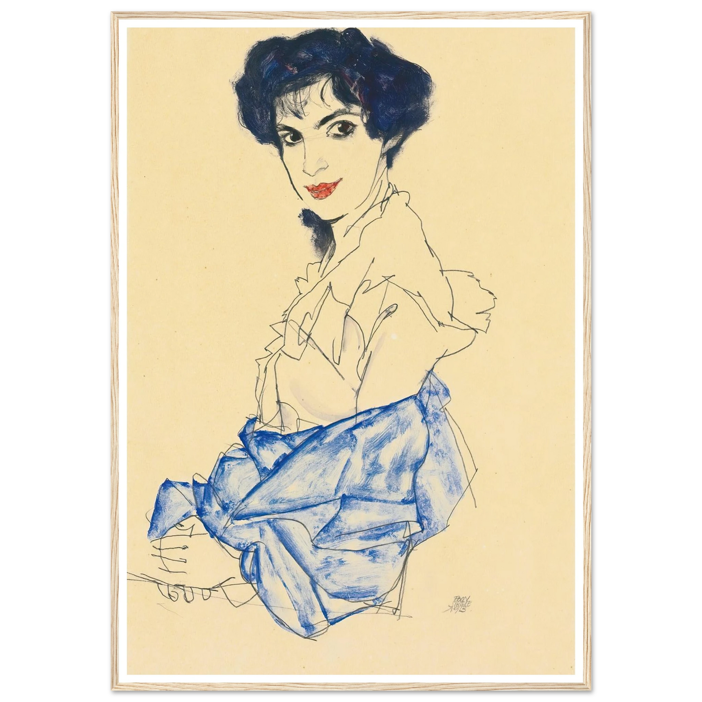 Elisabeth Lederer, Seated With Hands Folded (1913) Art Print | Egon Schiele-Quipham Collections