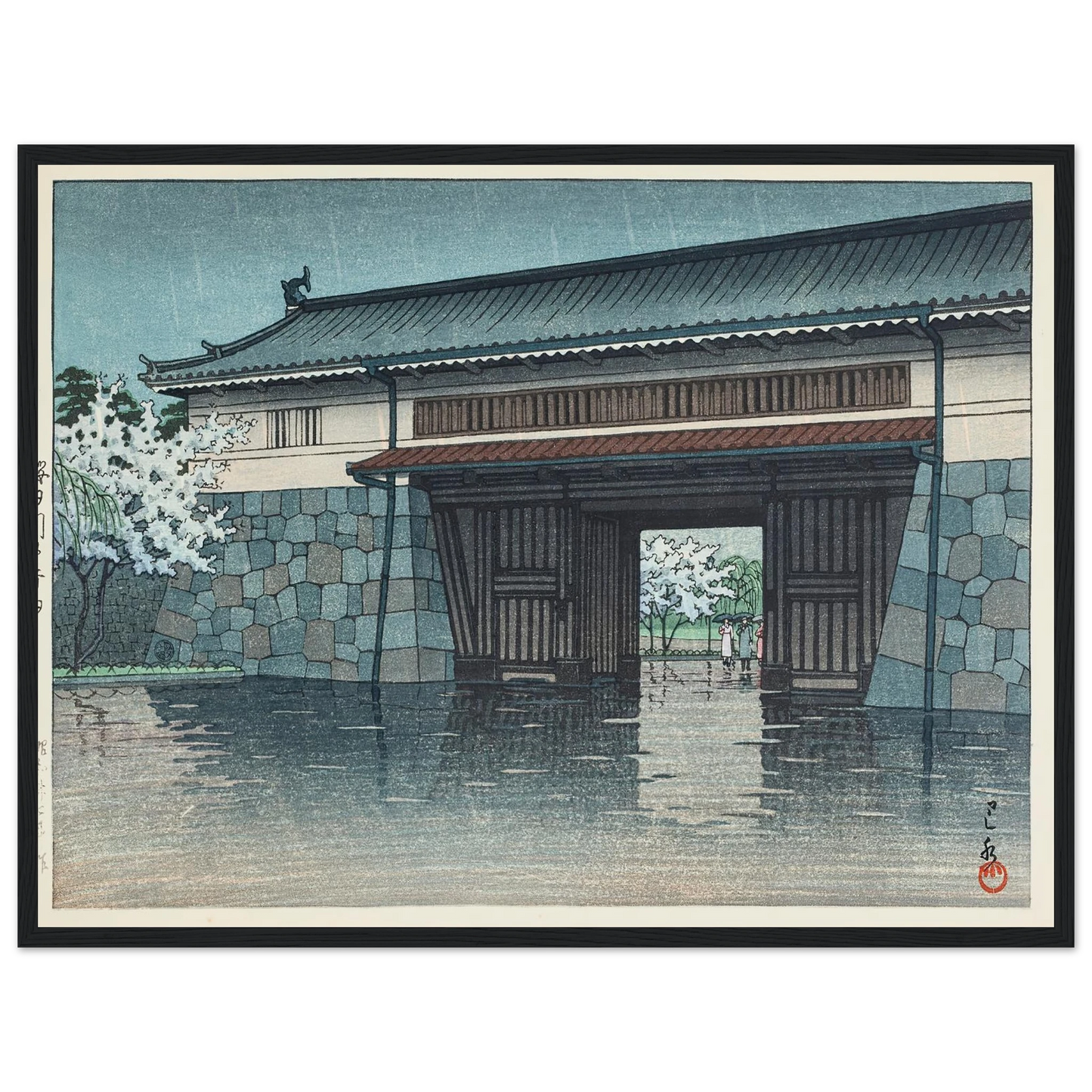 Sakuradamon no harusame (Spring rain at Sakurada Gate) (1952) Art Print | Kawase Hasui-Quipham Collections