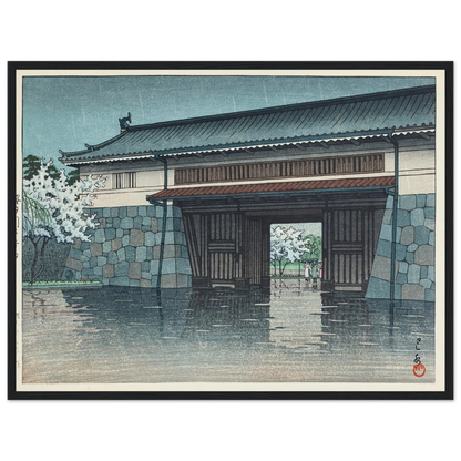 Sakuradamon no harusame (Spring rain at Sakurada Gate) (1952) Art Print | Kawase Hasui-Quipham Collections