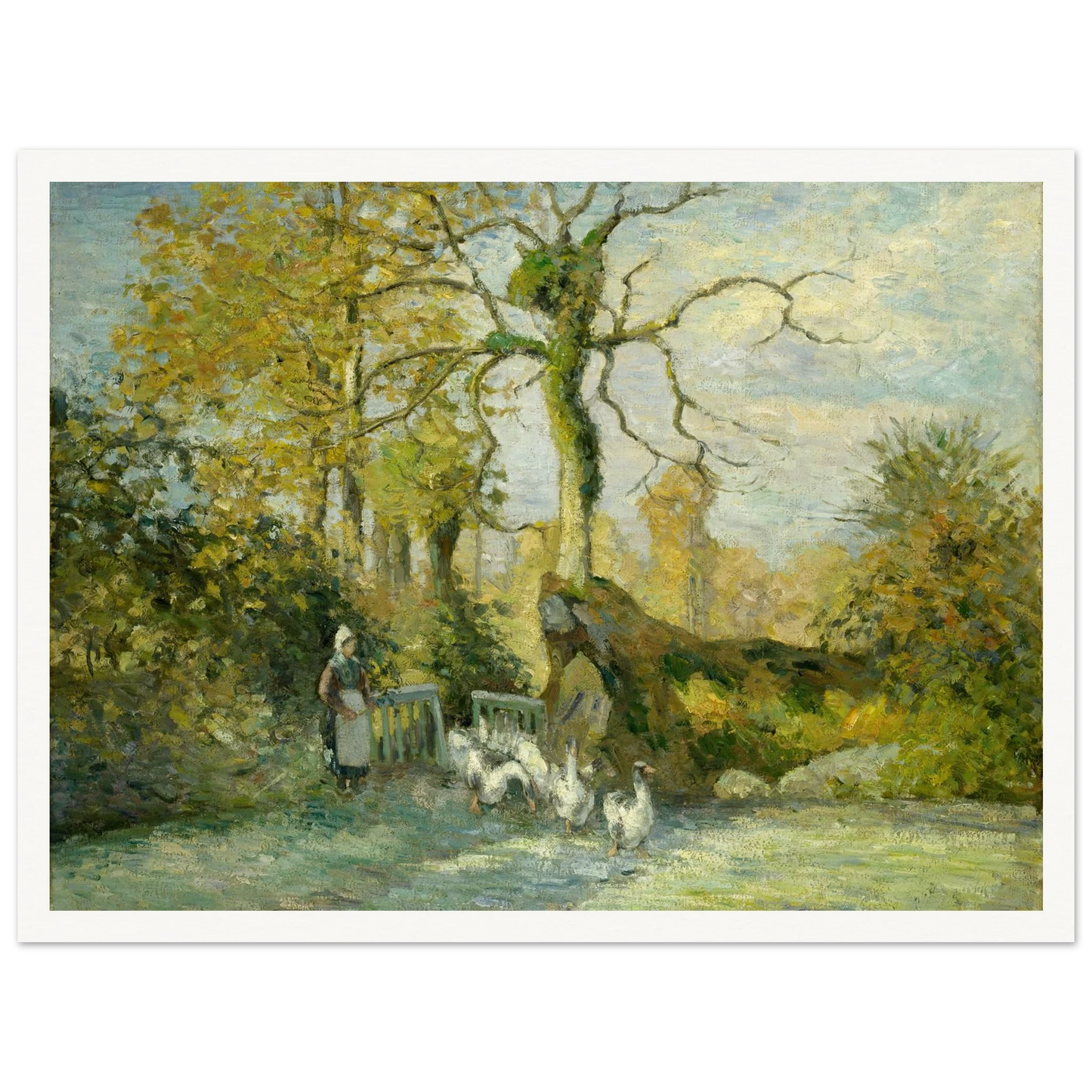 The Goose Girl at Montfoucault (White Frost) (1875) Art Print | Camille Pissarro-Quipham Collections