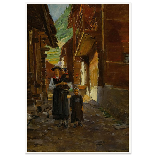 Jeune Femme Et Enfants Dans Un Paysage De Montagne Art Print | Jean Beraud-Quipham Collections