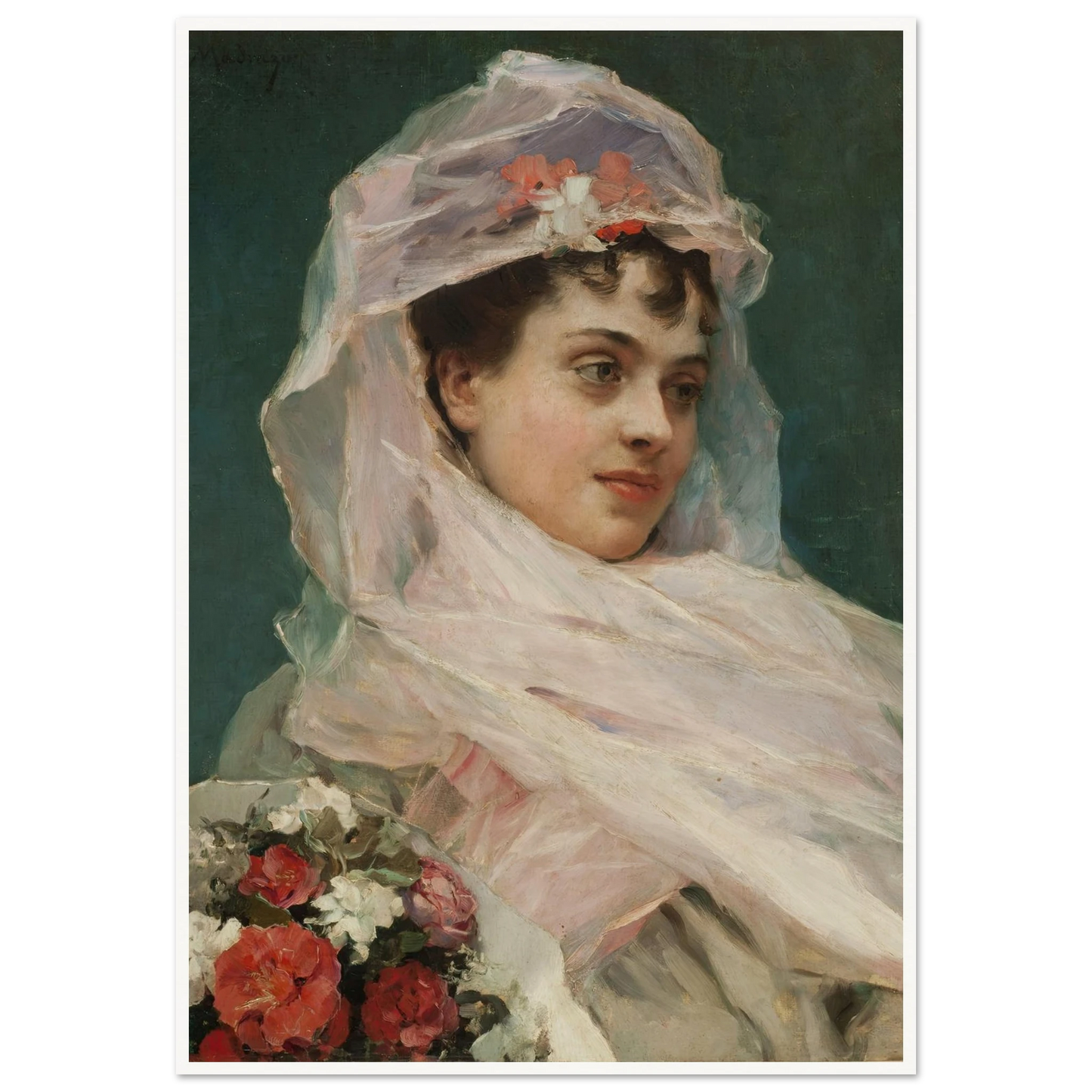 Aline Masson con tocado de gasa. (1880) Art Print | Raimundo de Madrazo y Garreta-Quipham Collections