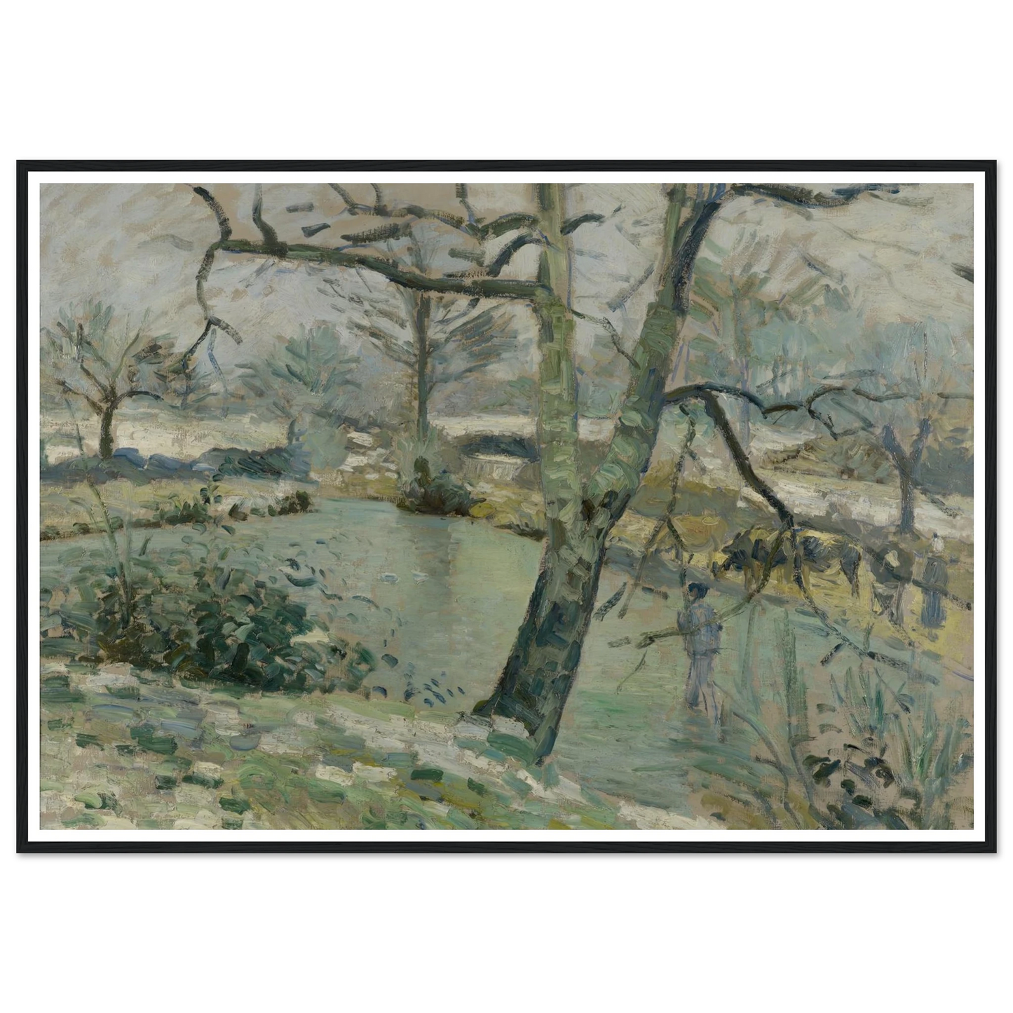The Pond at Montfoucault, Effect of Winter (1874) Art Print | Camille Pissarro-Quipham Collections