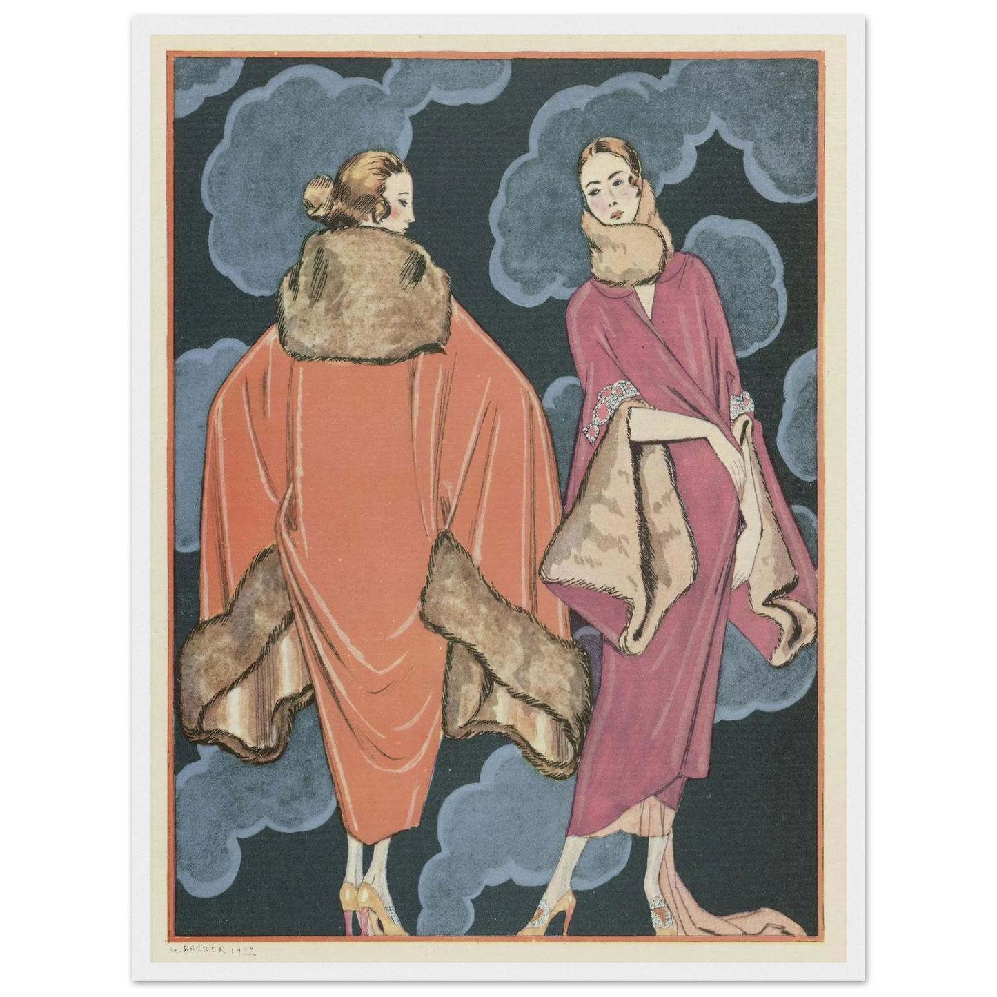 Deux heures du matin; Manteaux, de Worth (1923) Art Print | George Barbier-Quipham Collections