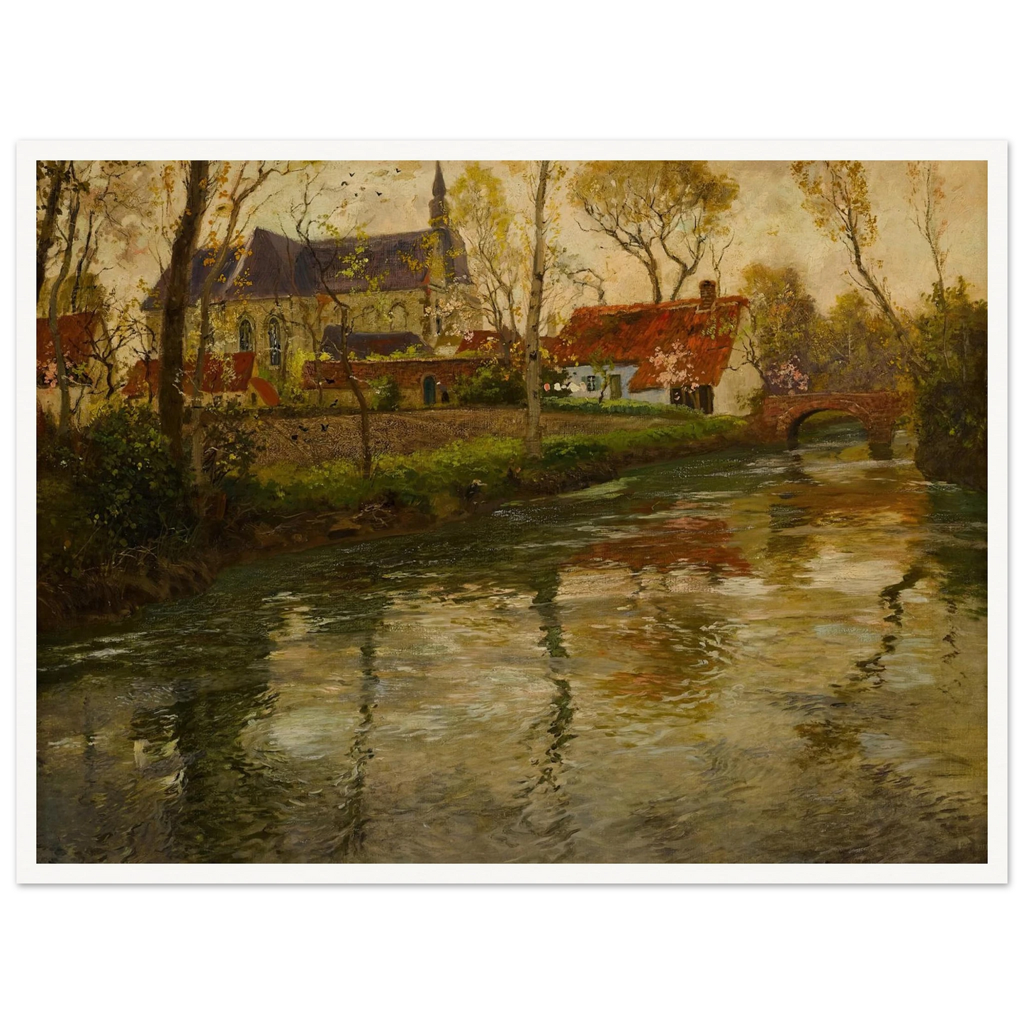A River Landscape with a Church Beyond Art Print | Frits Thaulow-Quipham Collections