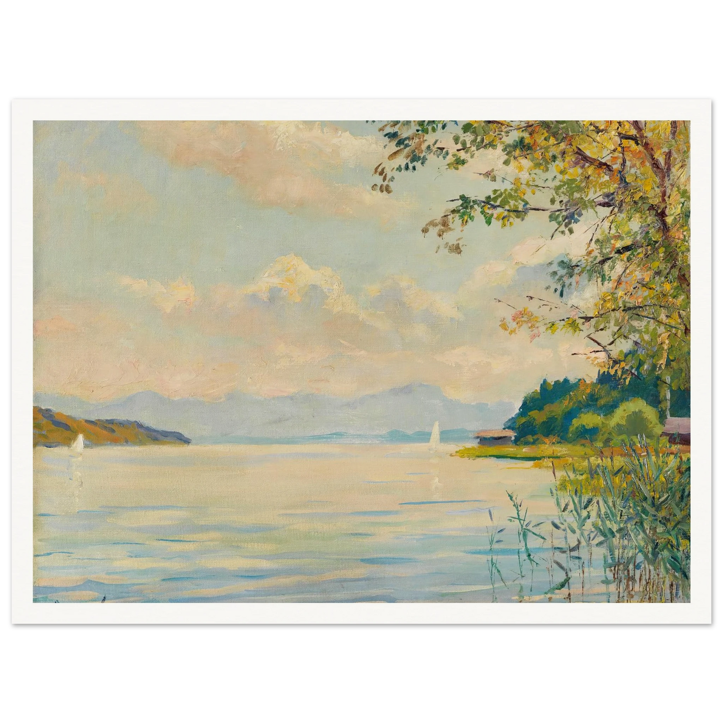 Lake Starnberg – distant view (1920) Art Print | Edward Cucue-Quipham Collections