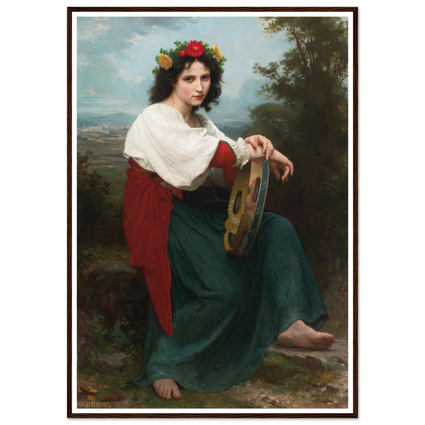 L’Italienne au Tambour de Basque (1872) Art Print | William Bouguereau-Quipham Collections