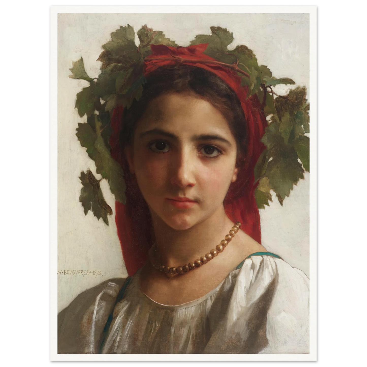 Jeune fille couronnée de pampres (1874) Art Print | William Bouguereau-Quipham Collections