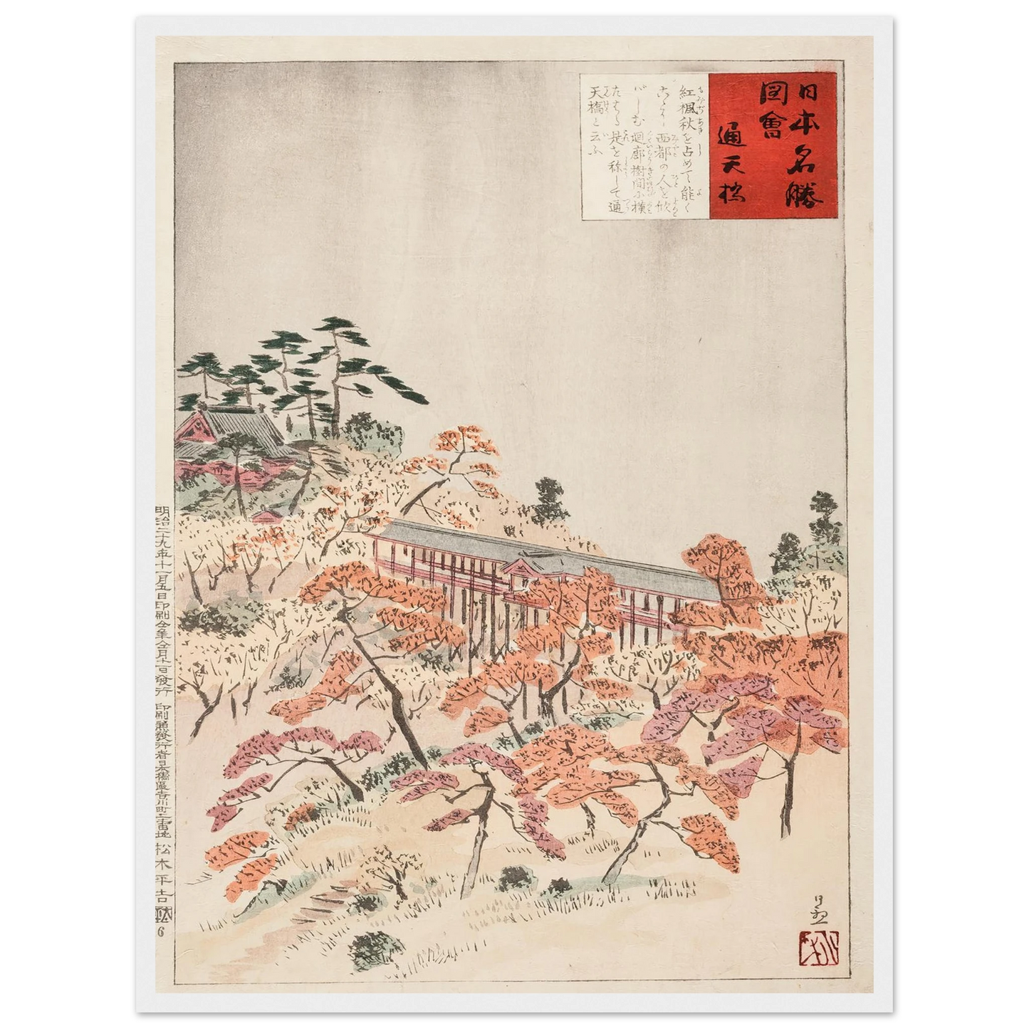 The Bridge Tsūtenkyō, Kyoto (1896) Art Print | Kobayashi Kiyochika-Quipham Collections